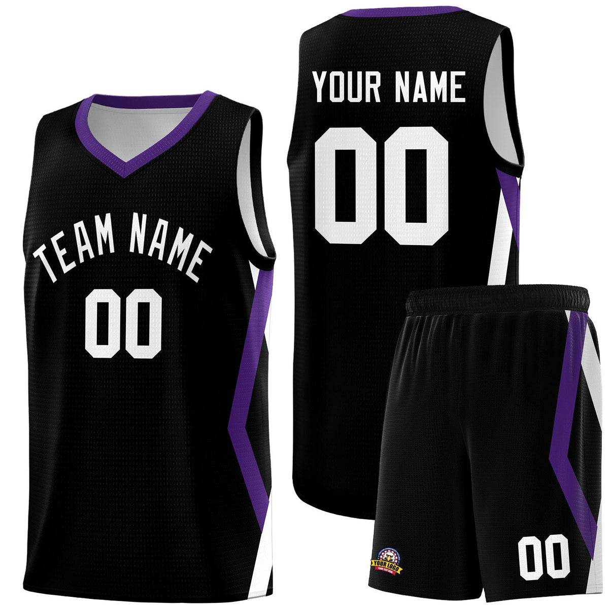 Custom Black Side Rhombus Graffiti Pattern Sets Basketball Jersey