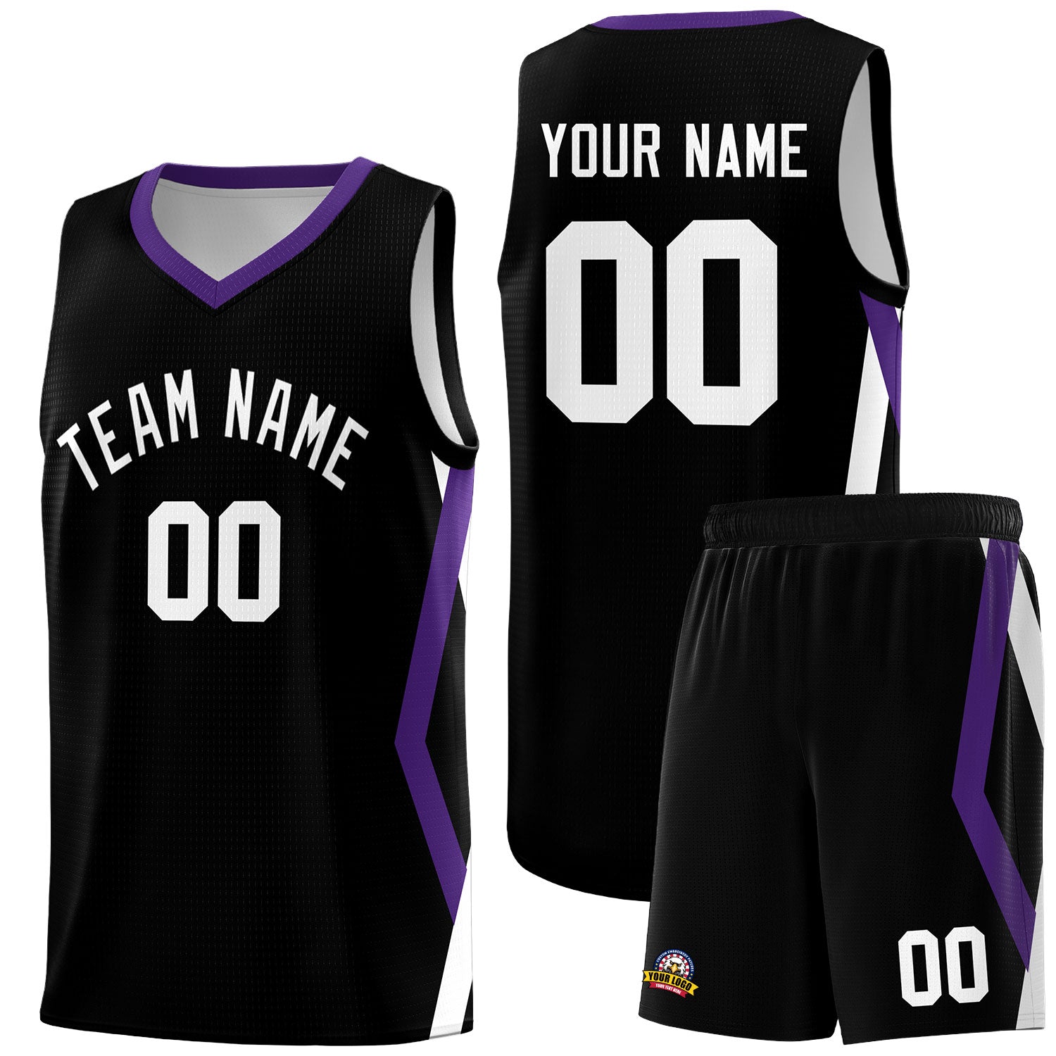 Custom Black Side Rhombus Graffiti Pattern Sets Basketball Jersey