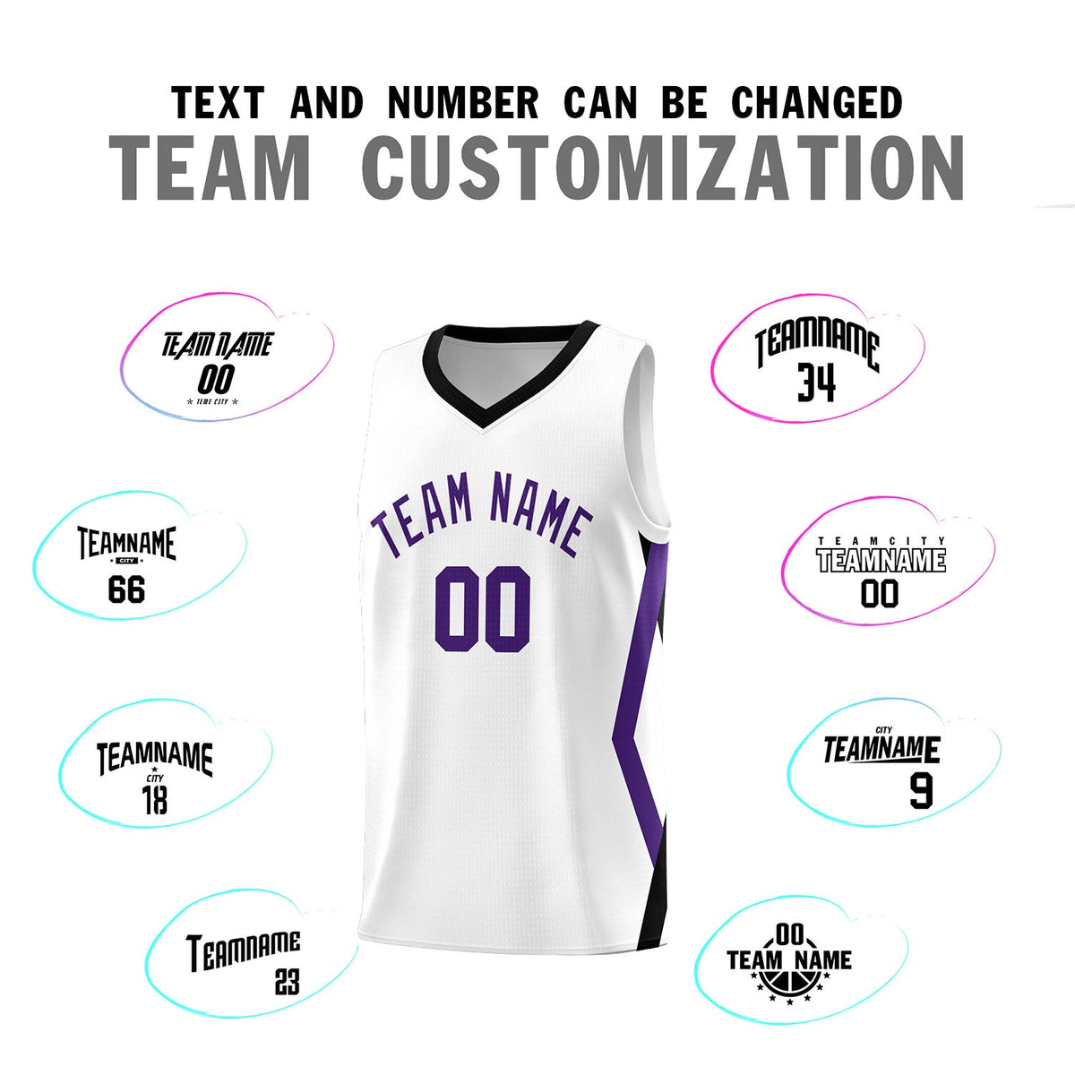 Custom White Side Rhombus Graffiti Pattern Sets Basketball Jersey