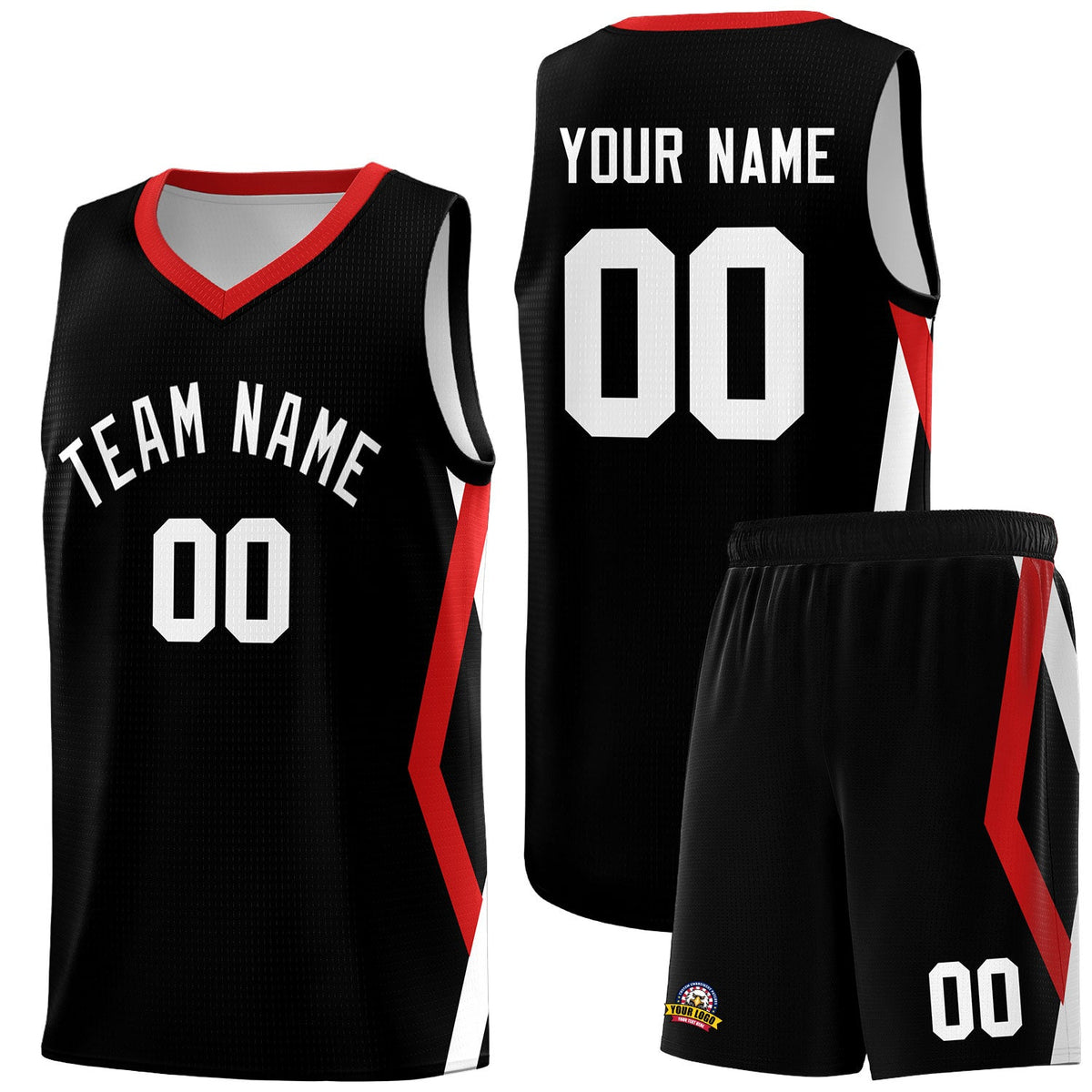 Custom Black Side Rhombus Graffiti Pattern Sets Basketball Jersey