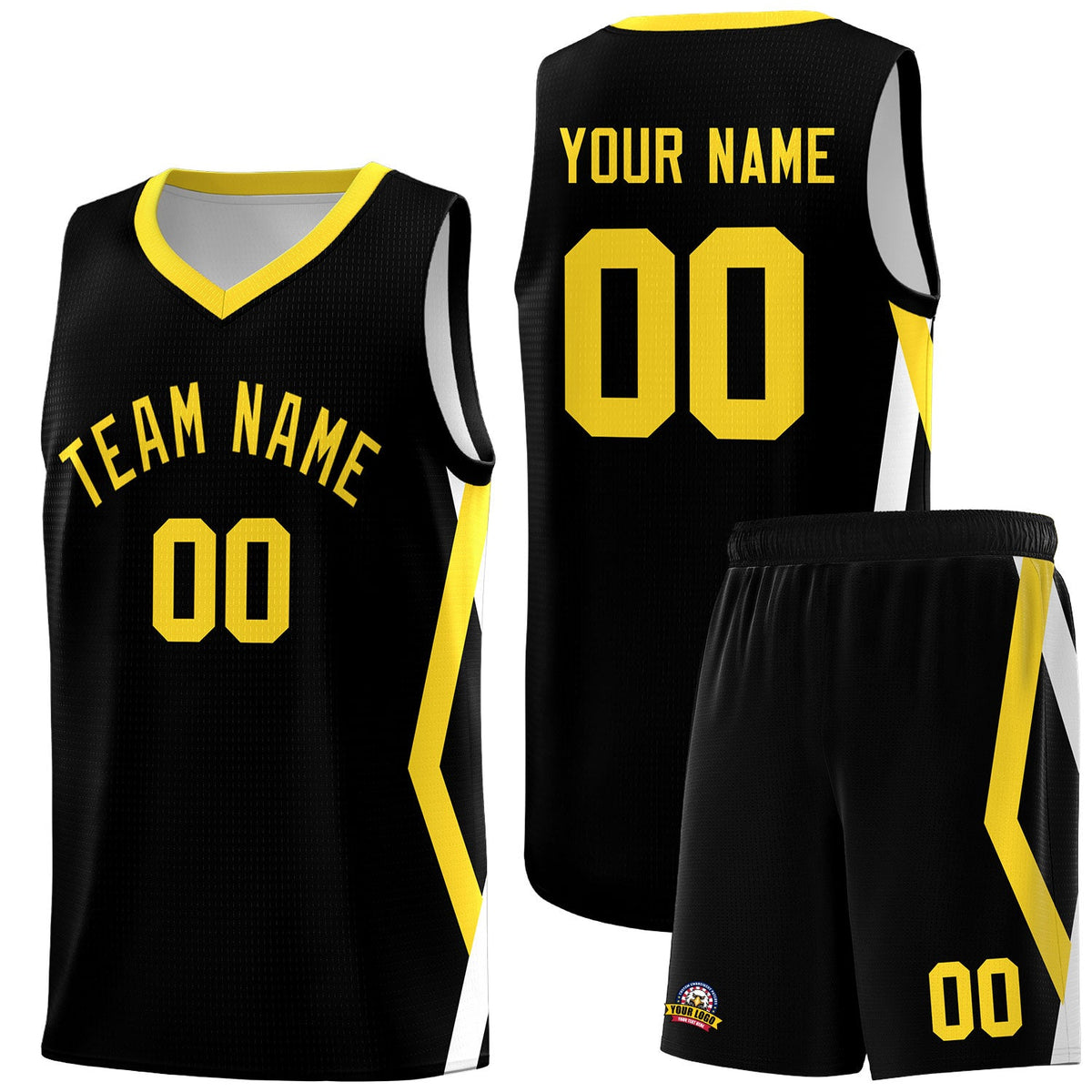 Custom Black Side Rhombus Graffiti Pattern Sets Basketball Jersey