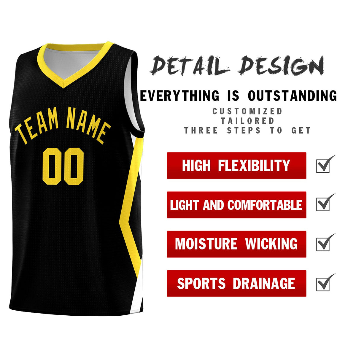 Custom Black Side Rhombus Graffiti Pattern Sets Basketball Jersey
