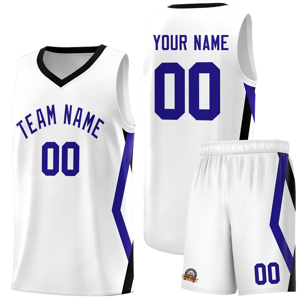 Custom White Side Rhombus Graffiti Pattern Sets Basketball Jersey