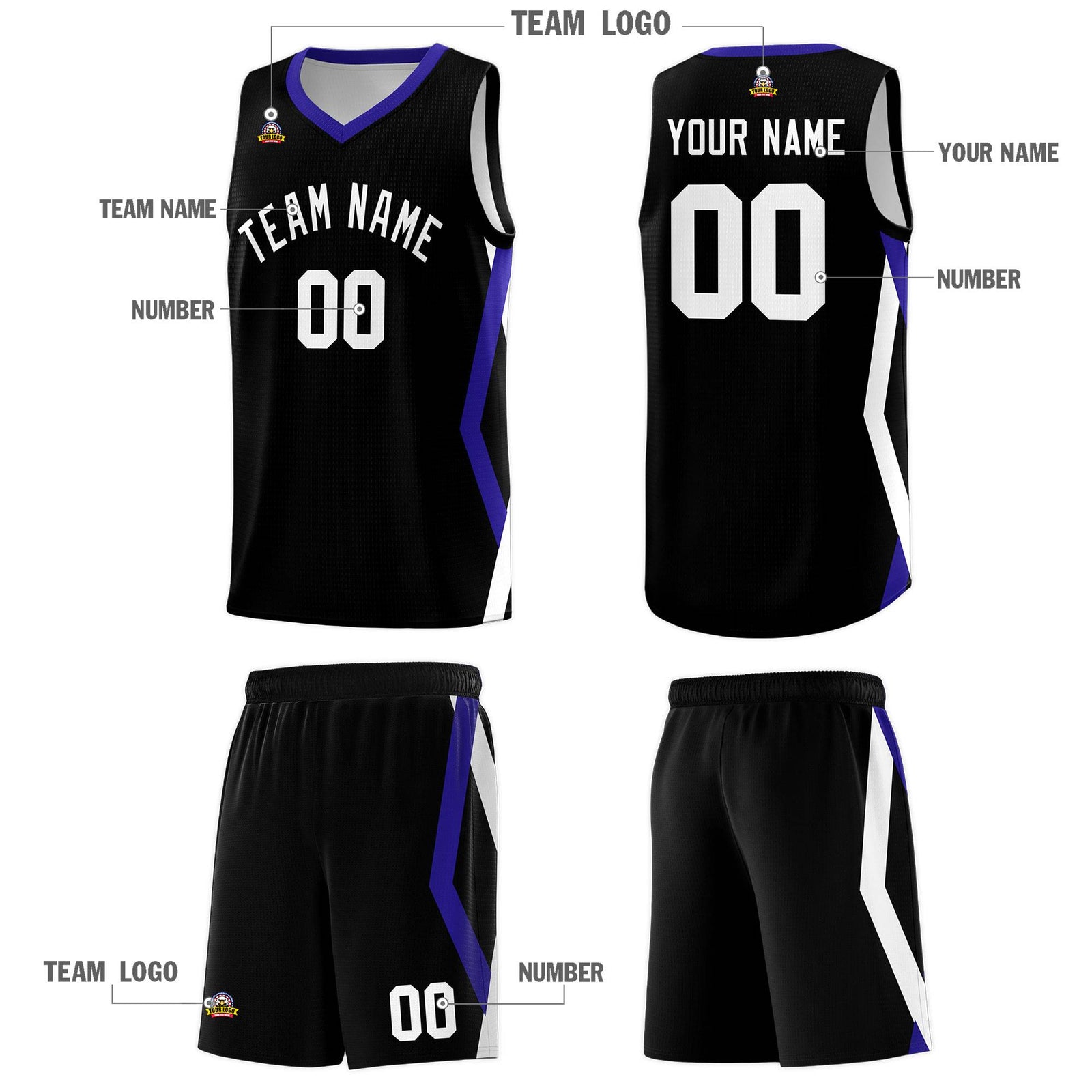 Custom Black Side Rhombus Graffiti Pattern Sets Basketball Jersey