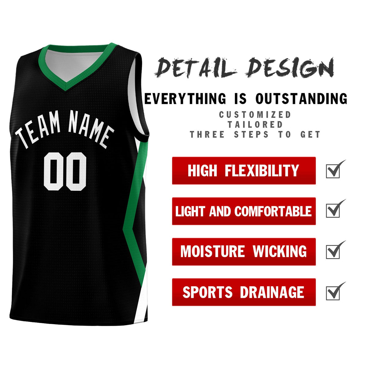 Custom Black Side Rhombus Graffiti Pattern Sets Basketball Jersey