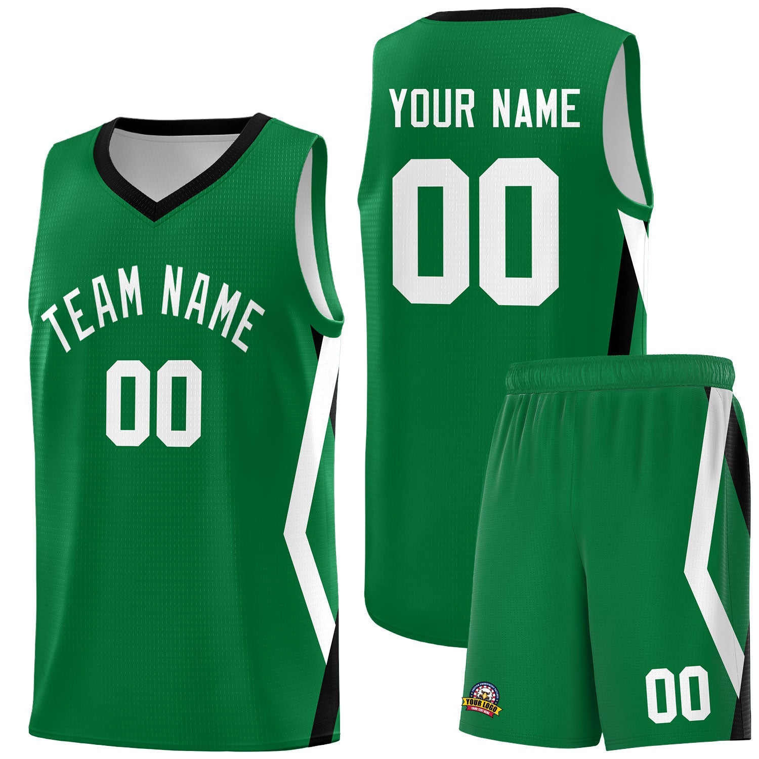 Custom Kelly Green Side Rhombus Graffiti Pattern Sets Basketball Jersey