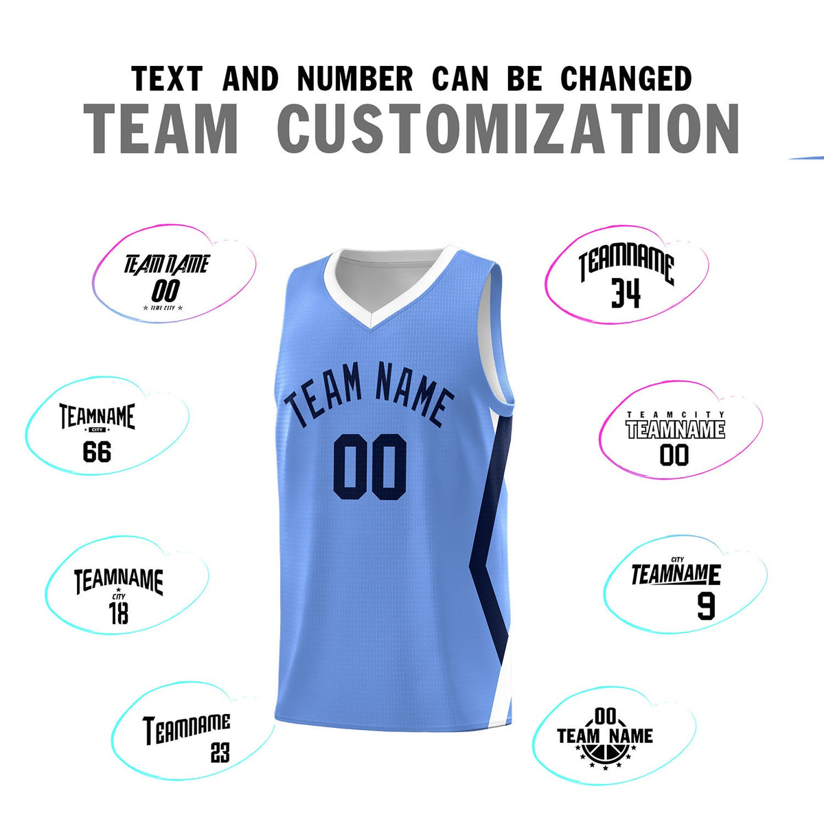 Custom Light Blue Side Rhombus Graffiti Pattern Sets Basketball Jersey
