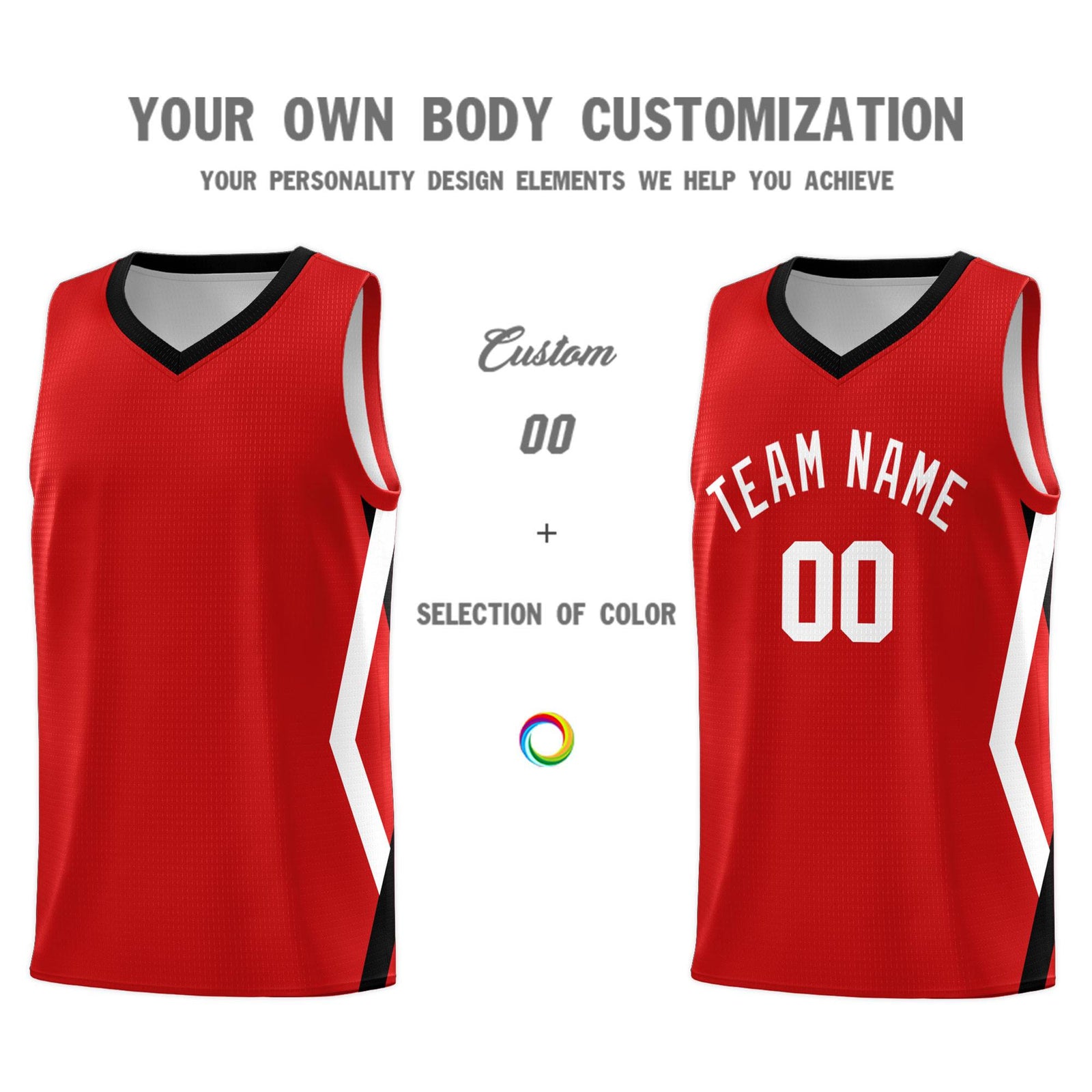 Custom Red Side Rhombus Graffiti Pattern Sets Basketball Jersey