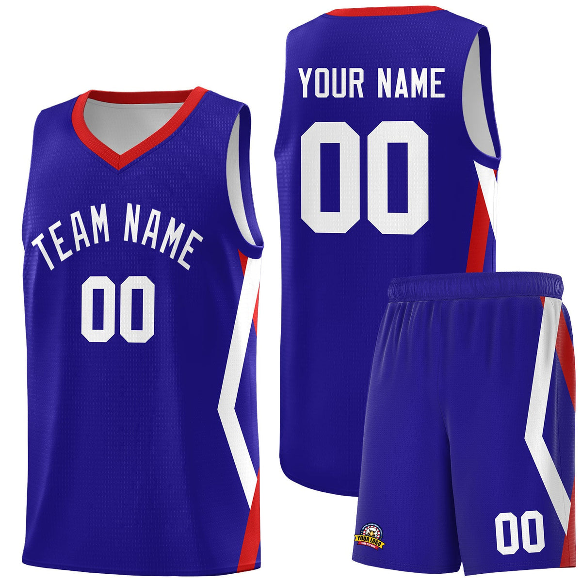 Custom Royal Side Rhombus Graffiti Pattern Sets Basketball Jersey