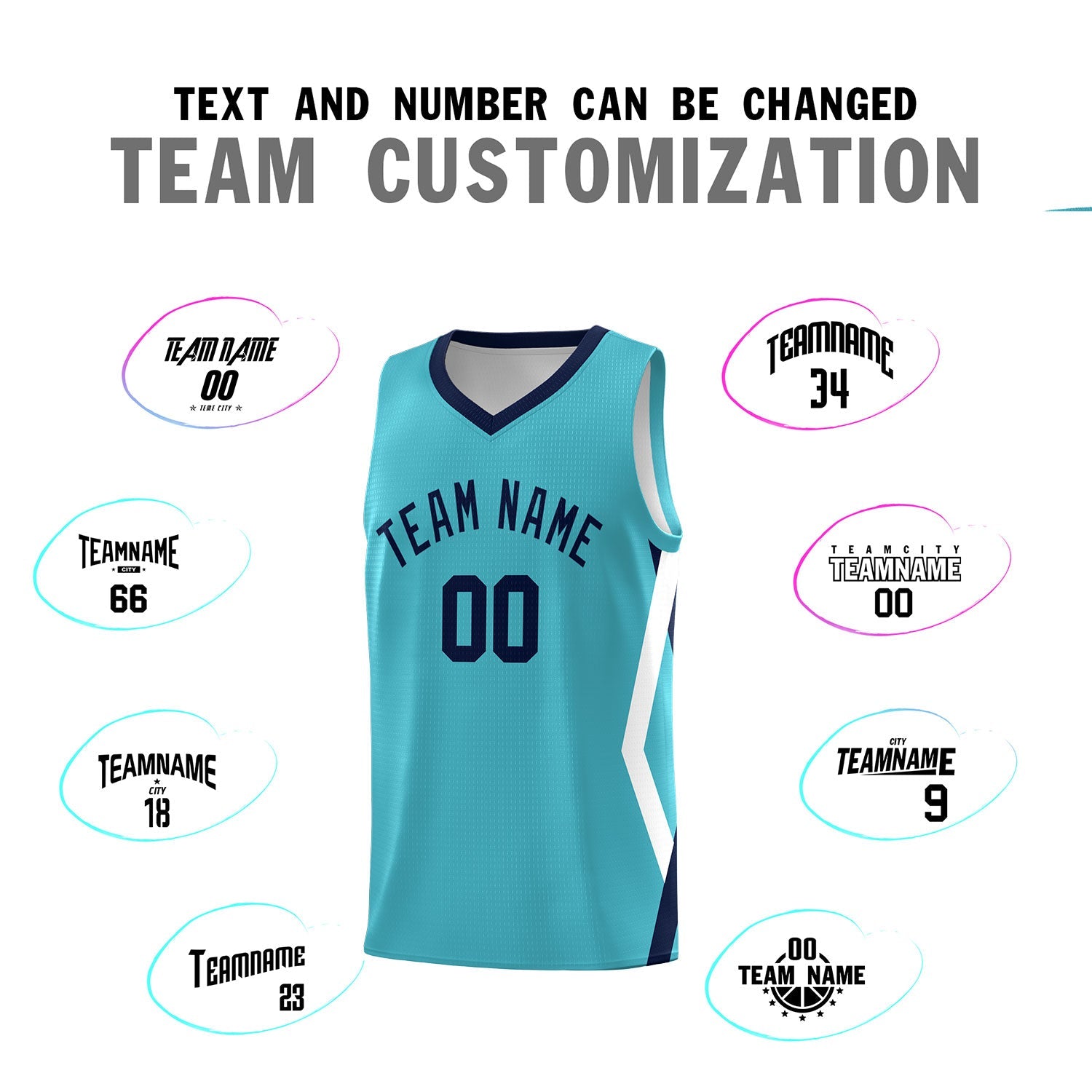 Custom Sky Blue Side Rhombus Graffiti Pattern Sets Basketball Jersey