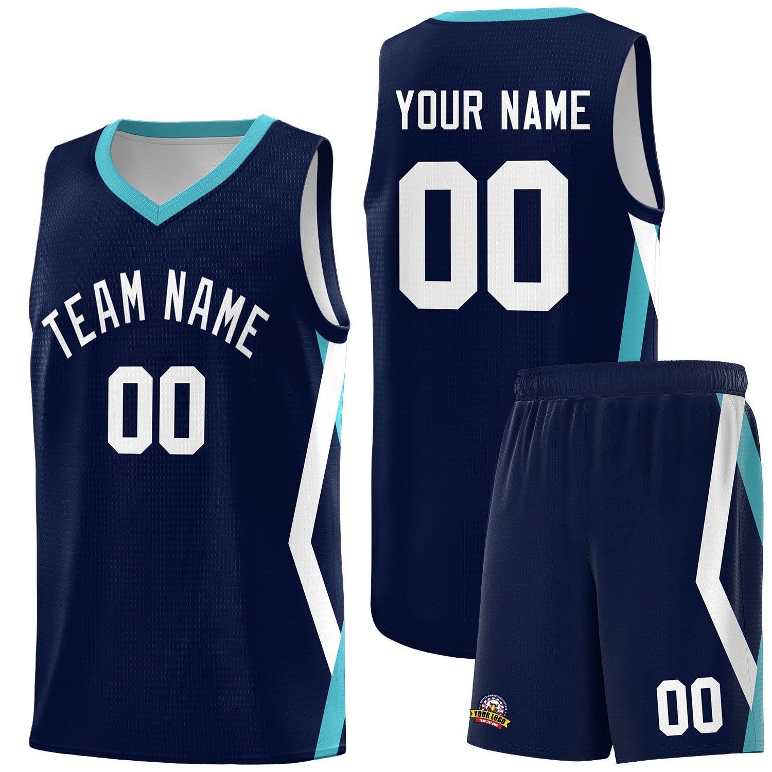 Custom Navy Side Rhombus Graffiti Pattern Sets Basketball Jersey