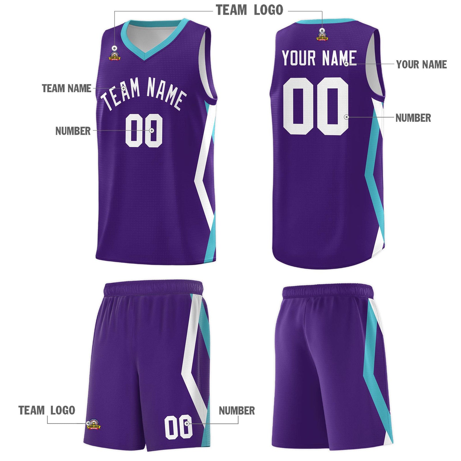Custom Purple Side Rhombus Graffiti Pattern Sets Basketball Jersey