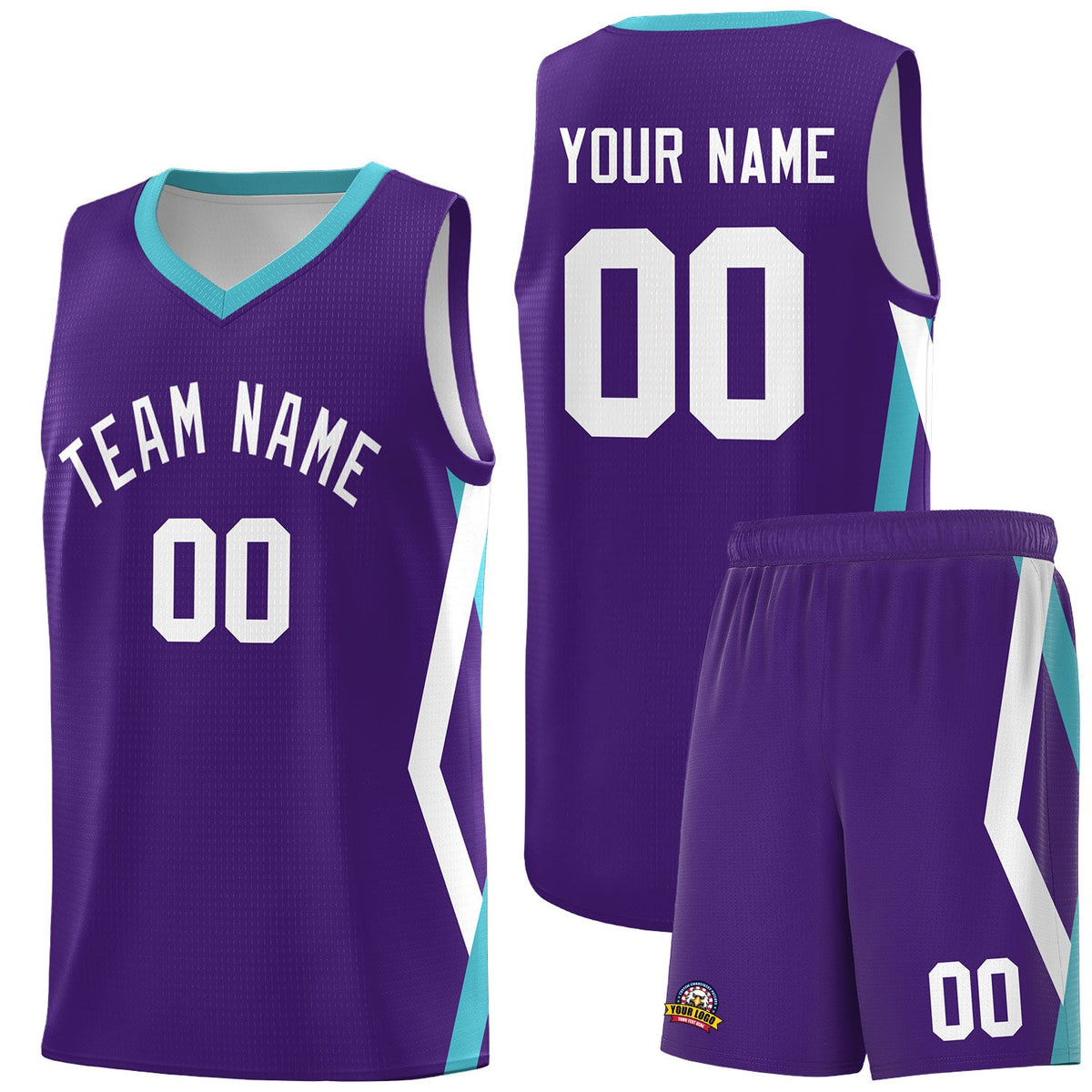 Custom Purple Side Rhombus Graffiti Pattern Sets Basketball Jersey