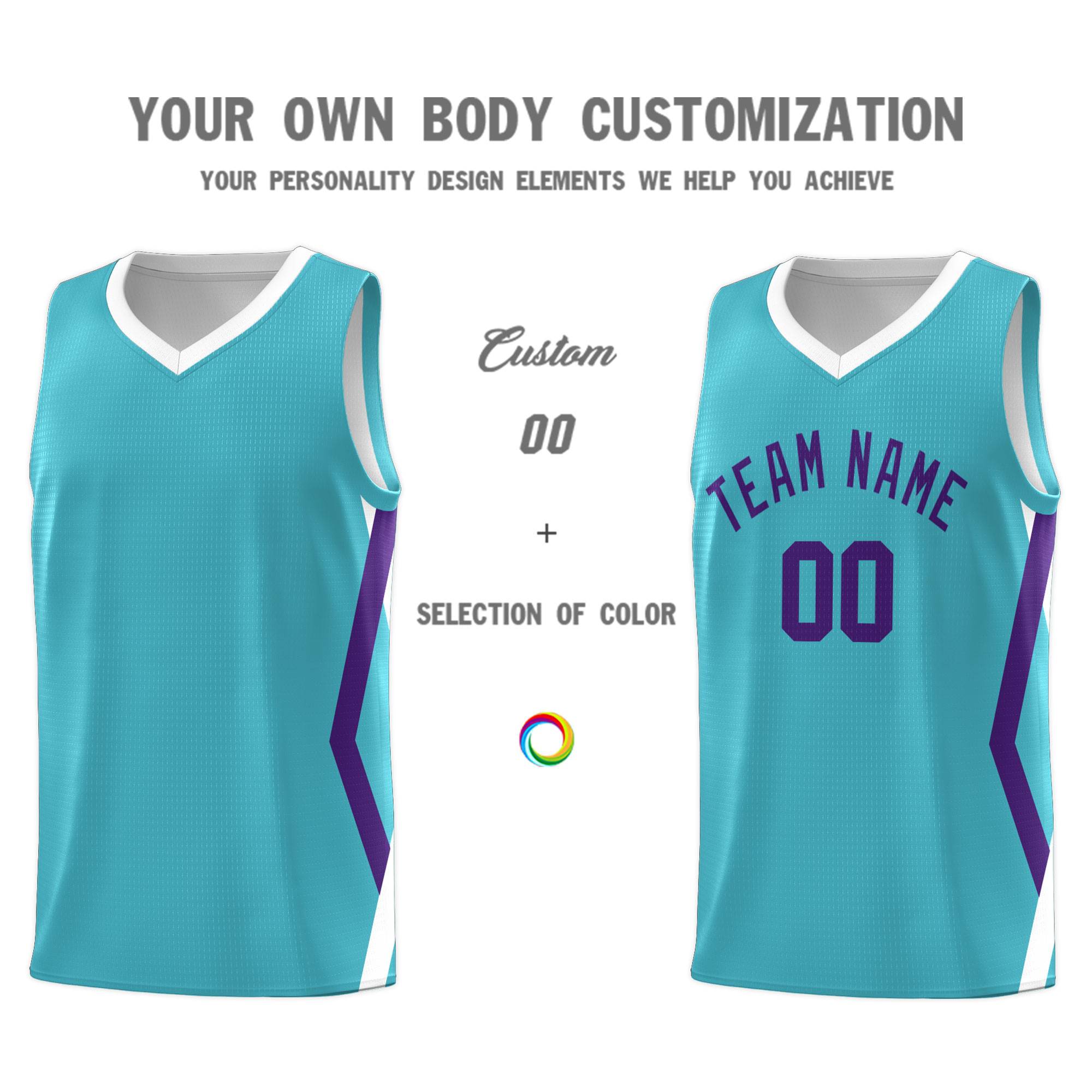 Custom Sky Blue Side Rhombus Graffiti Pattern Sets Basketball Jersey