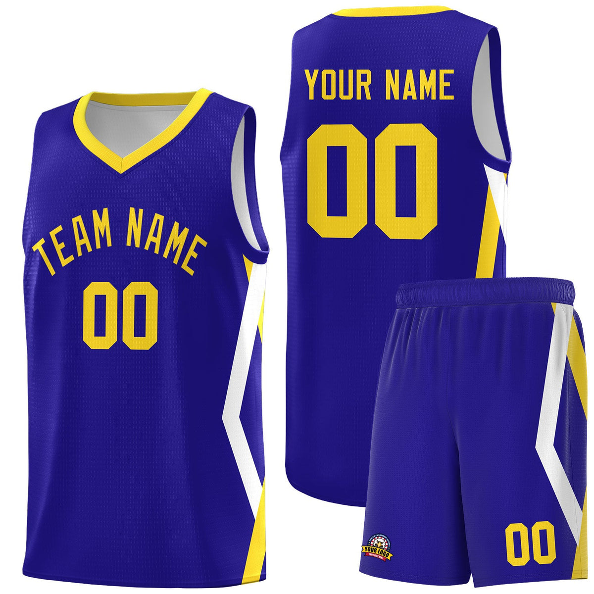 Custom Royal Side Rhombus Graffiti Pattern Sets Basketball Jersey