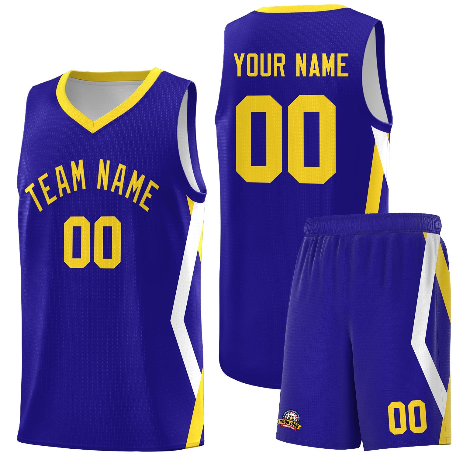 Custom Royal Side Rhombus Graffiti Pattern Sets Basketball Jersey