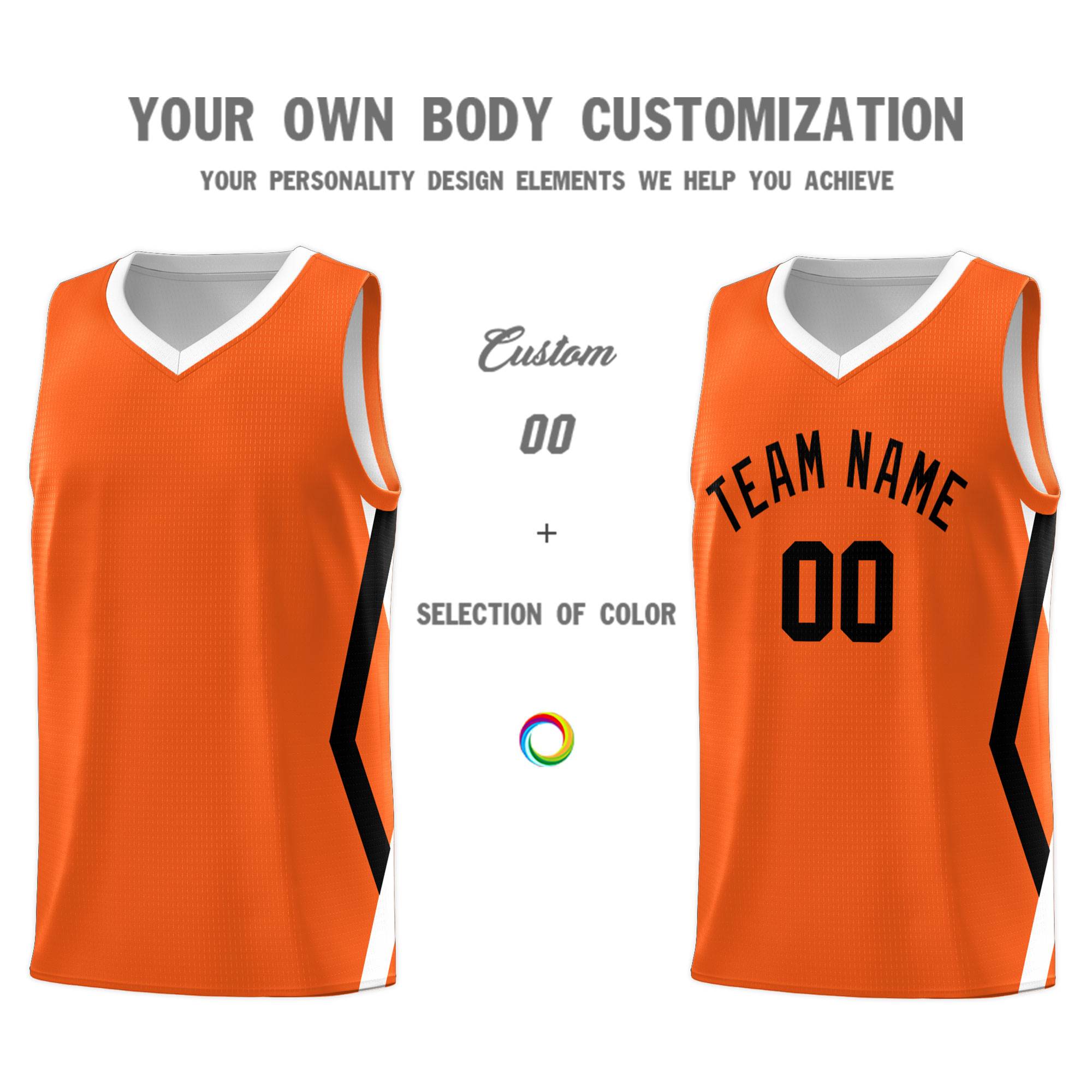 Custom Orange Side Rhombus Graffiti Pattern Sets Basketball Jersey