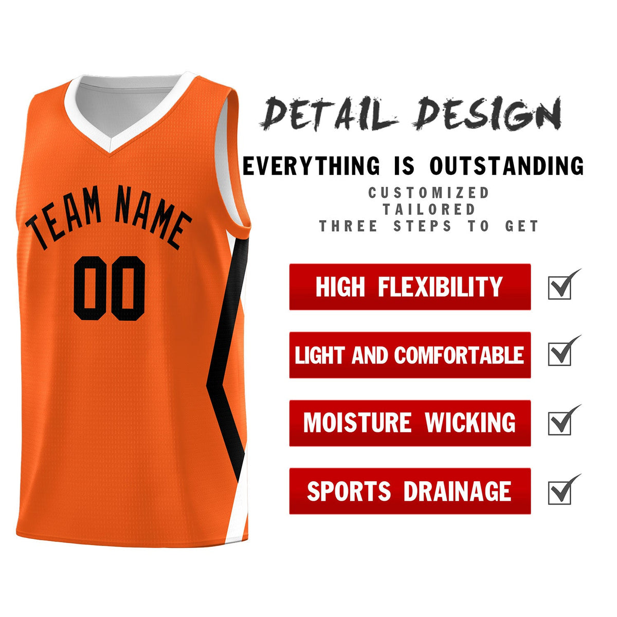 Custom Orange Side Rhombus Graffiti Pattern Sets Basketball Jersey