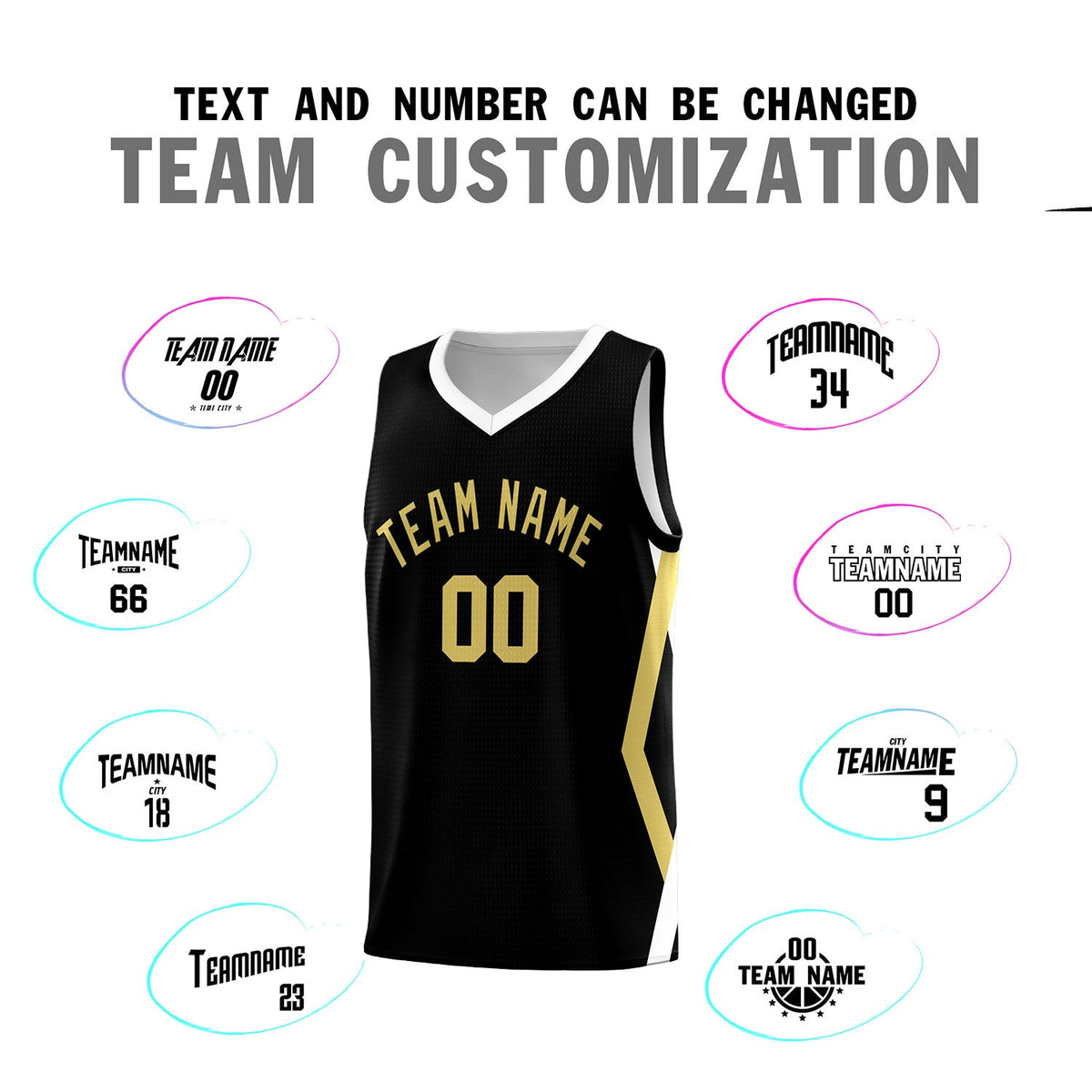 Custom Black Side Rhombus Graffiti Pattern Sets Basketball Jersey