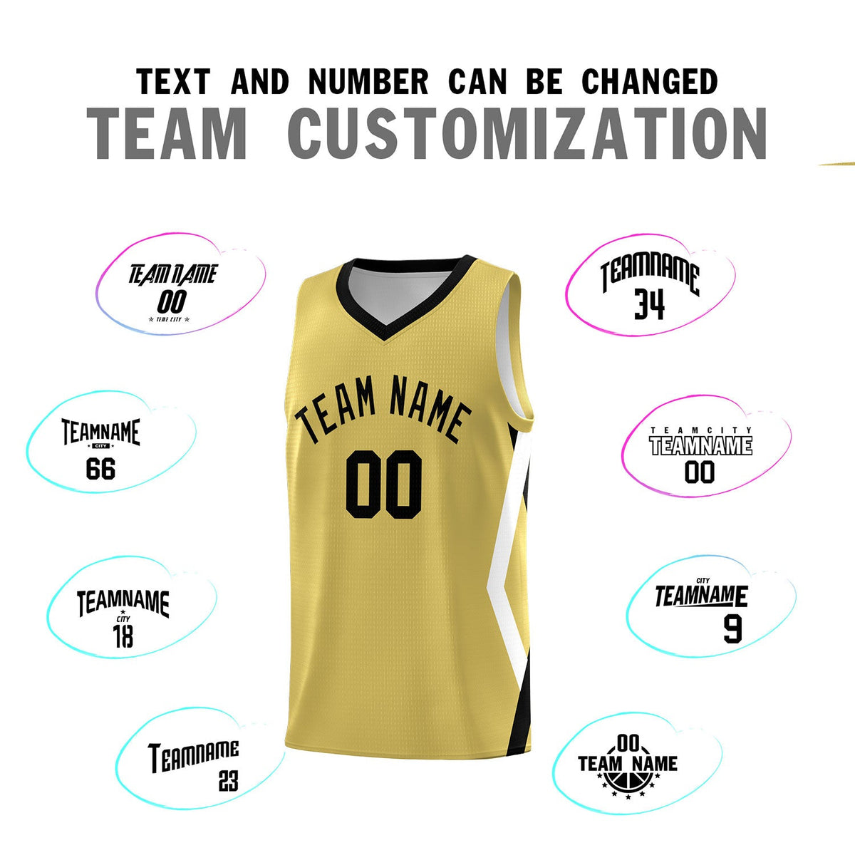 Custom Old Gold Side Rhombus Graffiti Pattern Sets Basketball Jersey