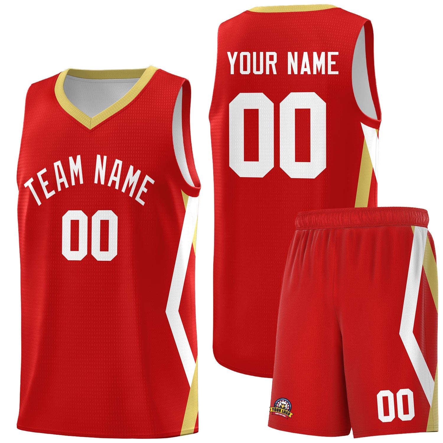 Custom Red Side Rhombus Graffiti Pattern Sets Basketball Jersey