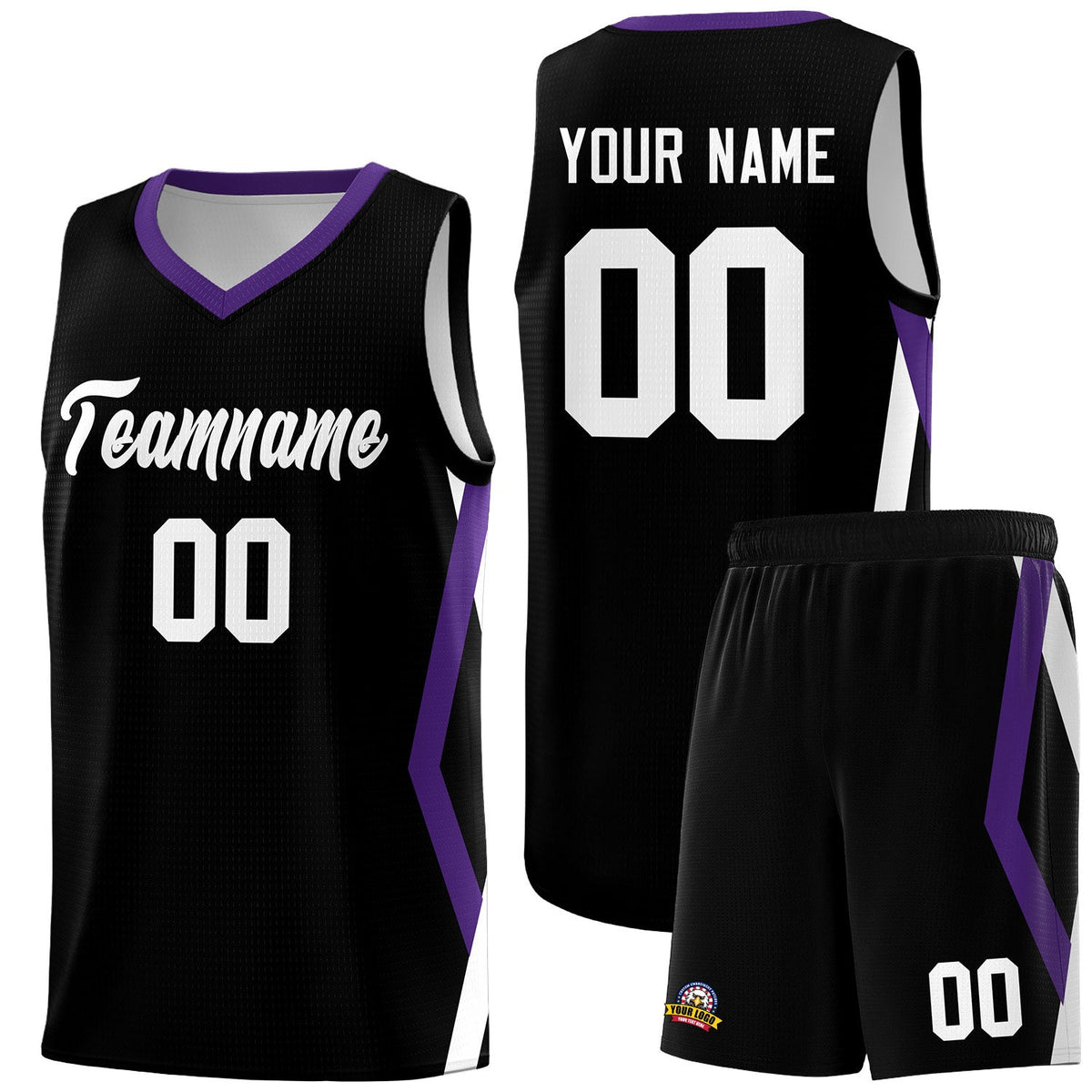 Custom Black Side Rhombus Graffiti Pattern Sets Basketball Jersey
