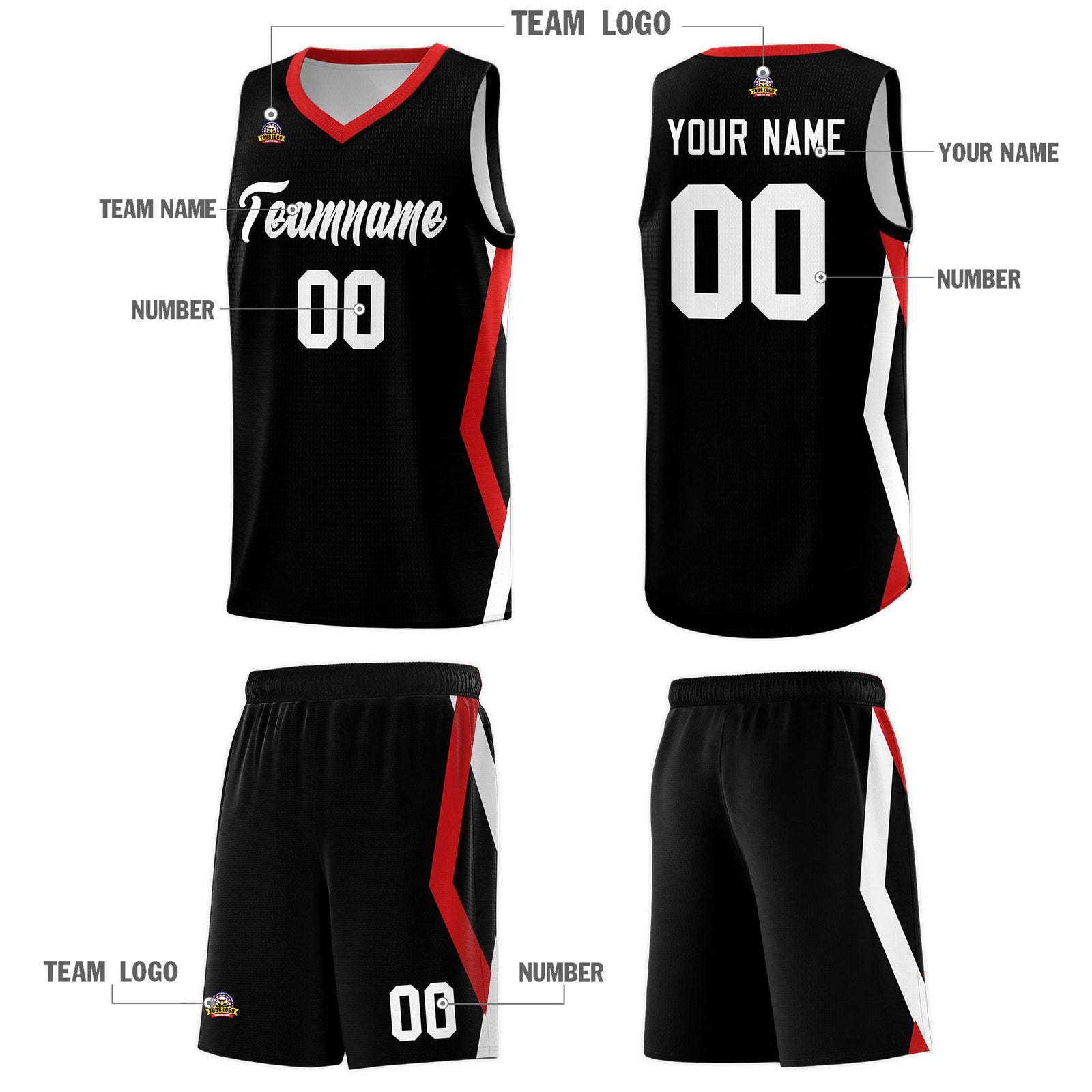 Custom Black Side Rhombus Graffiti Pattern Sets Basketball Jersey