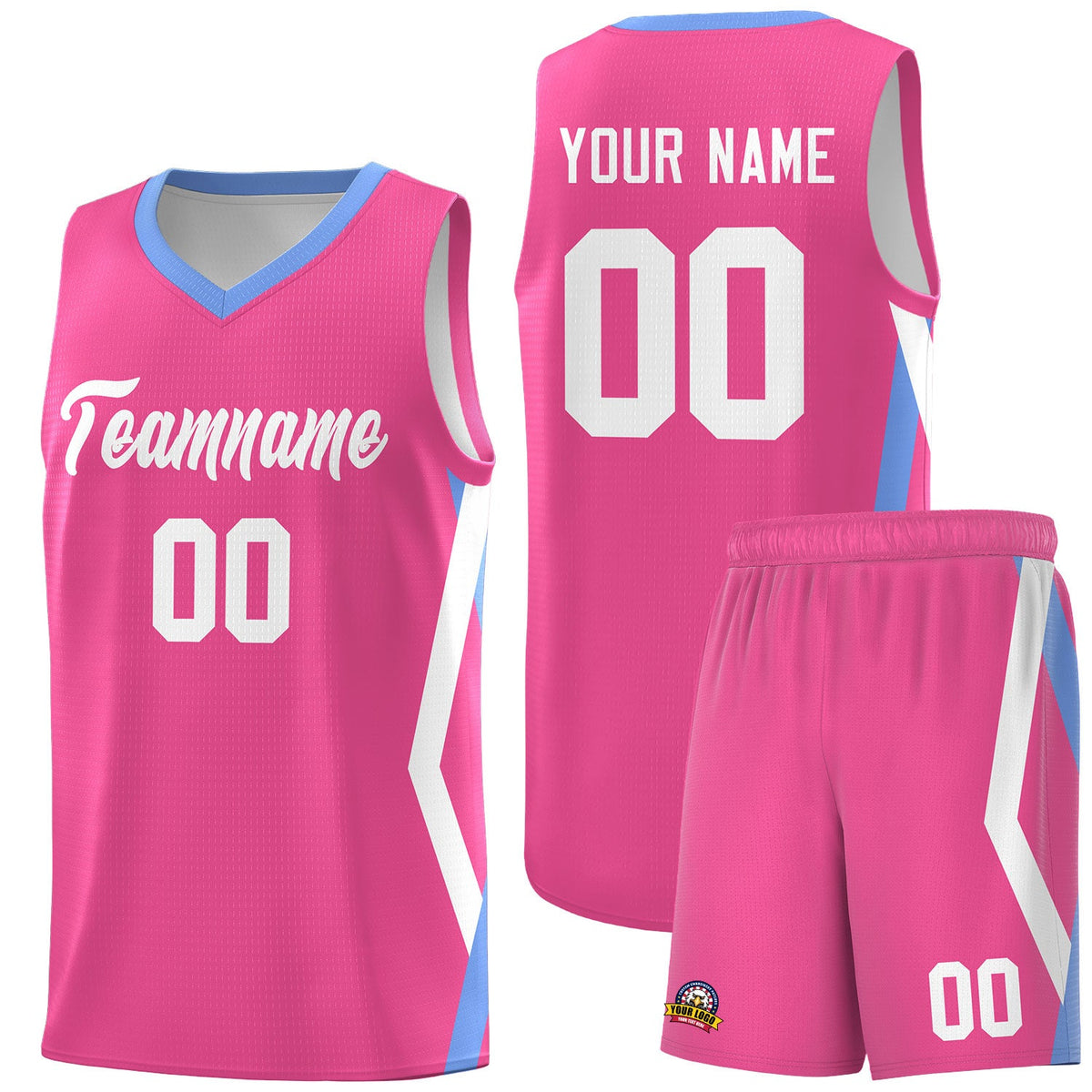 Custom Pink Side Rhombus Graffiti Pattern Sets Basketball Jersey