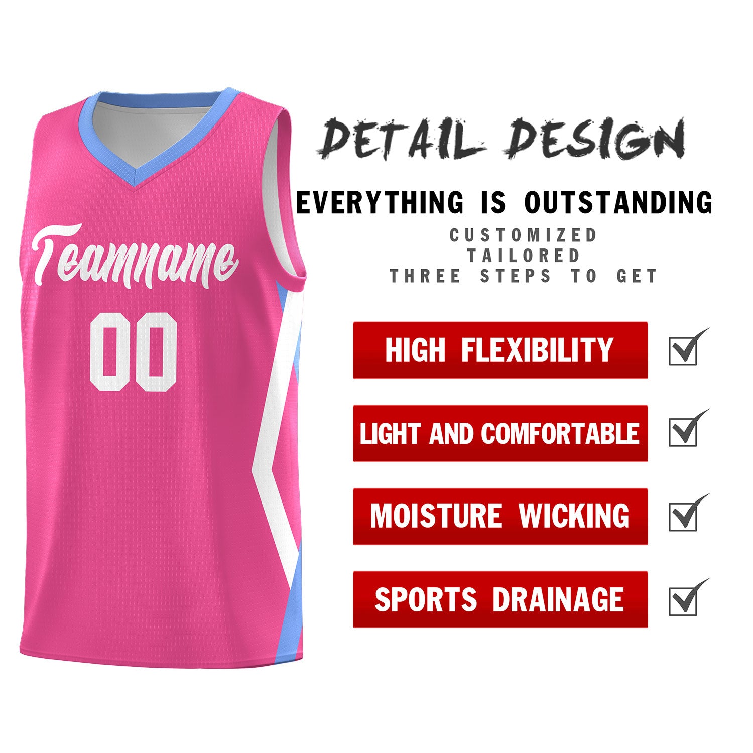 Custom Pink Side Rhombus Graffiti Pattern Sets Basketball Jersey