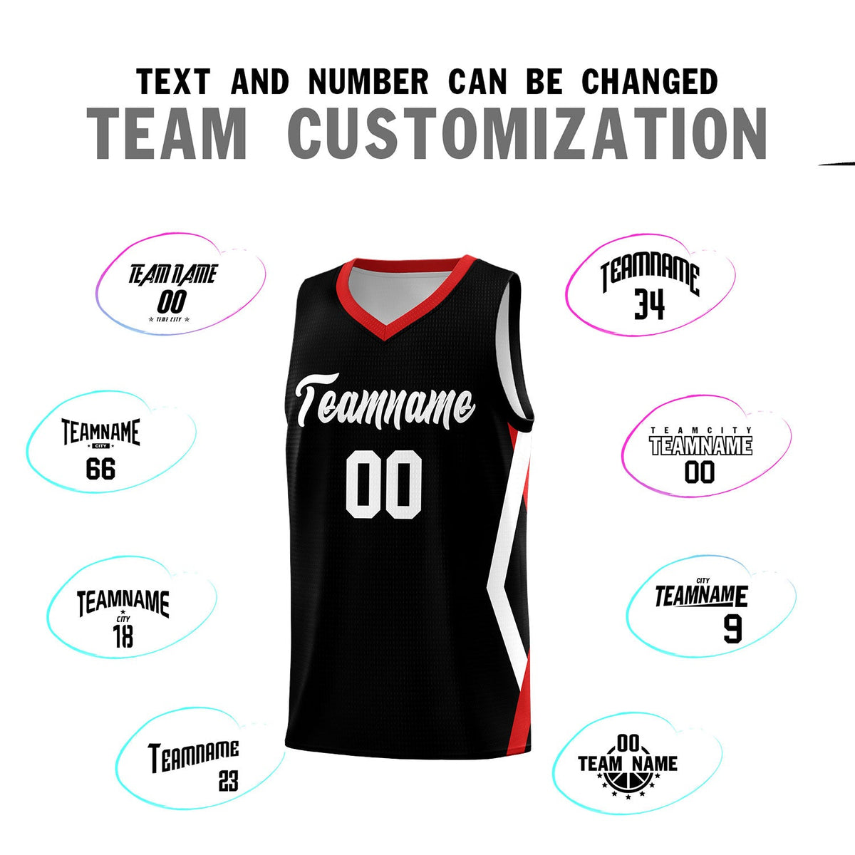 Custom Black Side Rhombus Graffiti Pattern Sets Basketball Jersey
