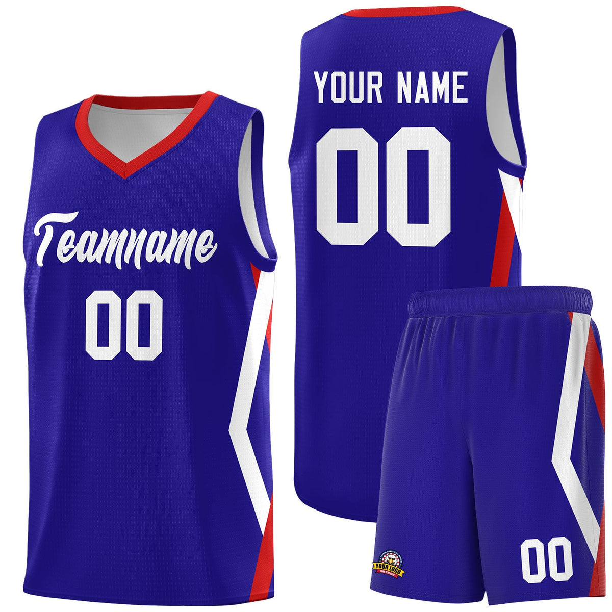 Custom Royal Side Rhombus Graffiti Pattern Sets Basketball Jersey