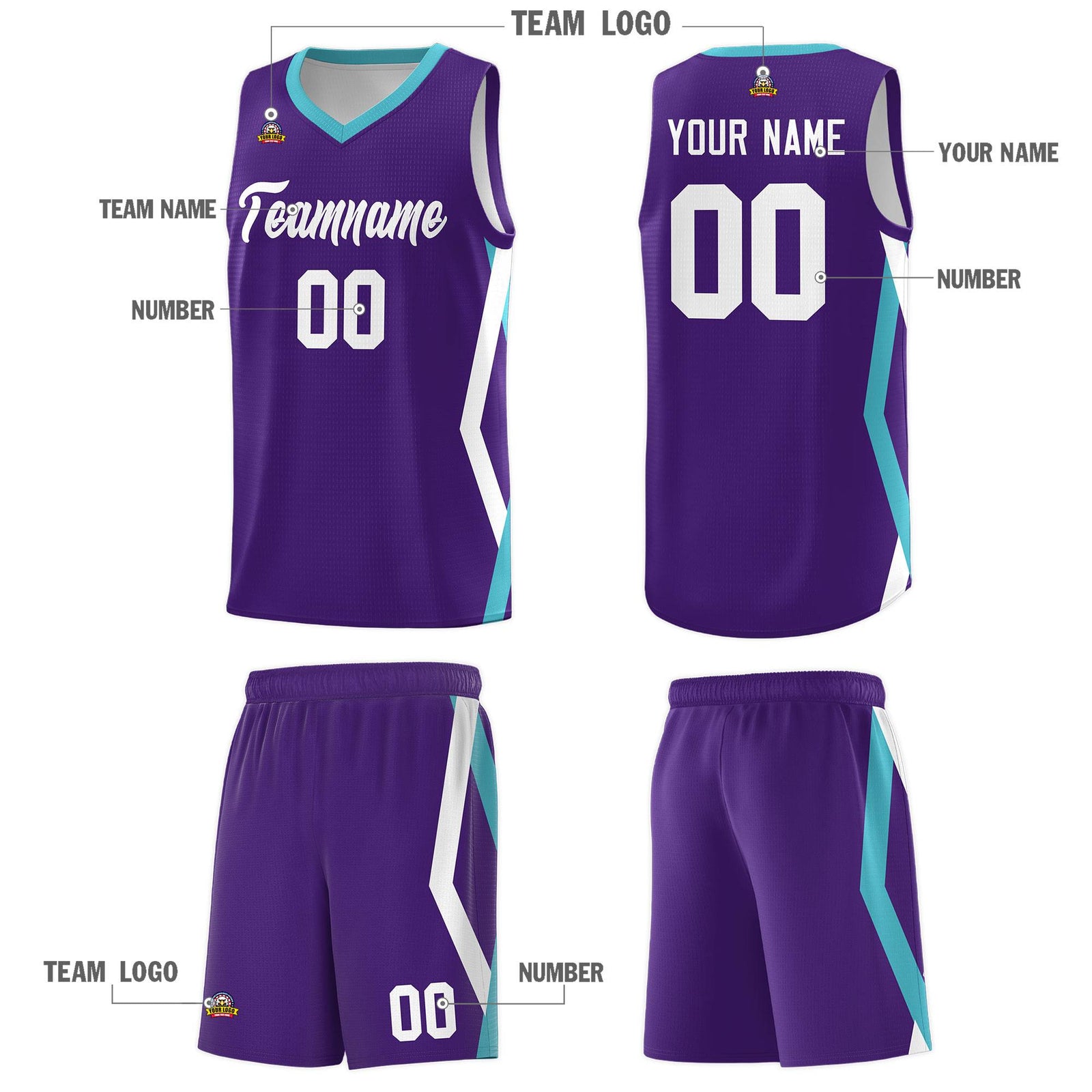 Custom Purple Side Rhombus Graffiti Pattern Sets Basketball Jersey