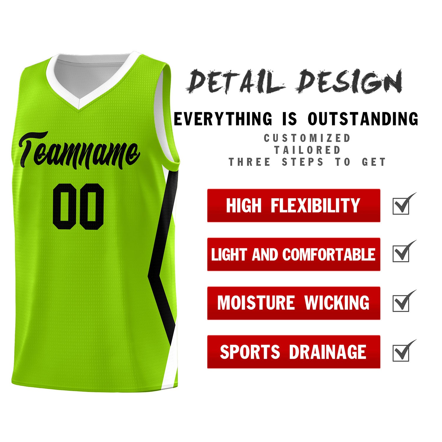 Custom Neon Green Side Rhombus Graffiti Pattern Sets Basketball Jersey