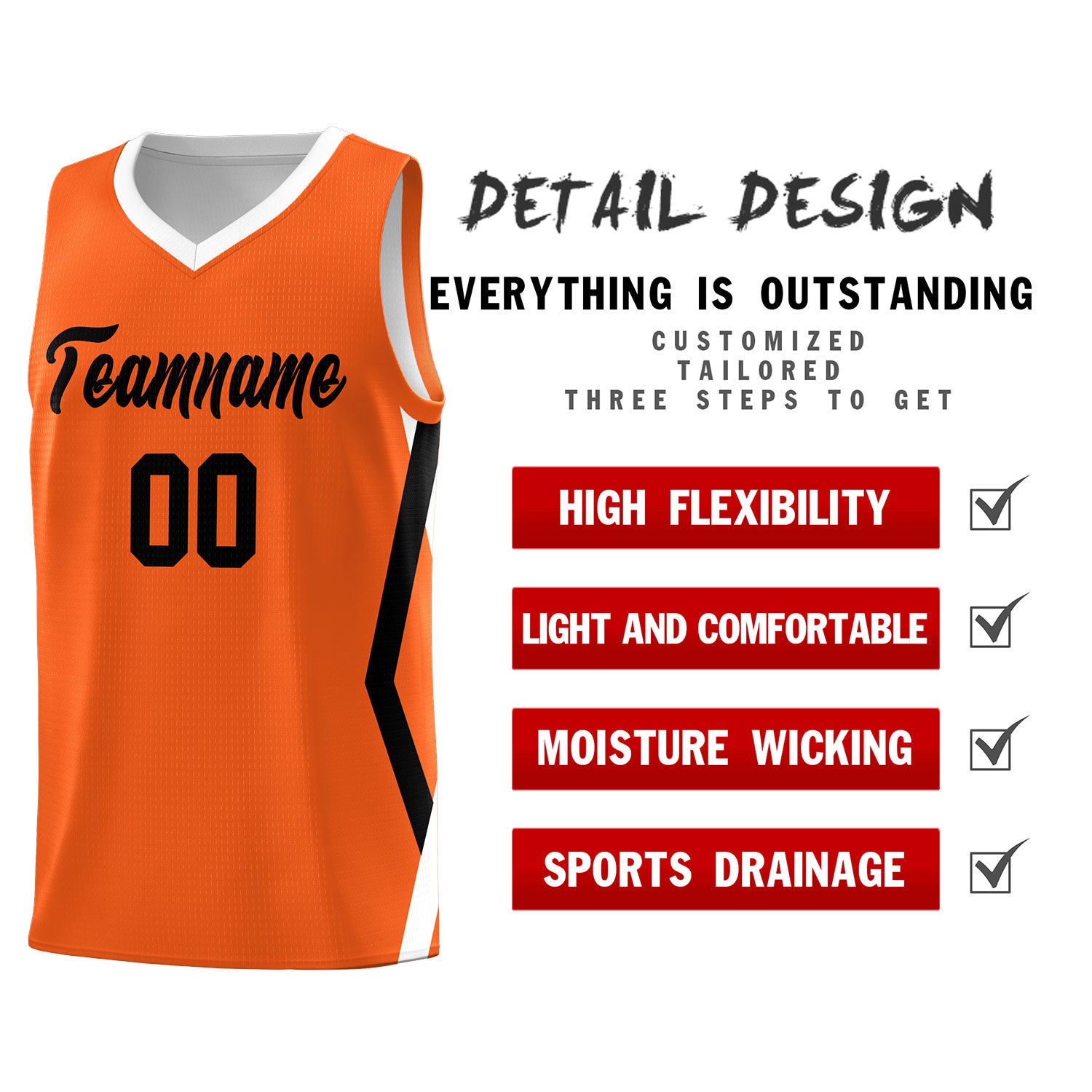 Custom Orange Side Rhombus Graffiti Pattern Sets Basketball Jersey