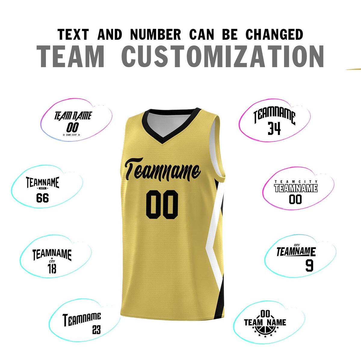 Custom Old Gold Side Rhombus Graffiti Pattern Sets Basketball Jersey