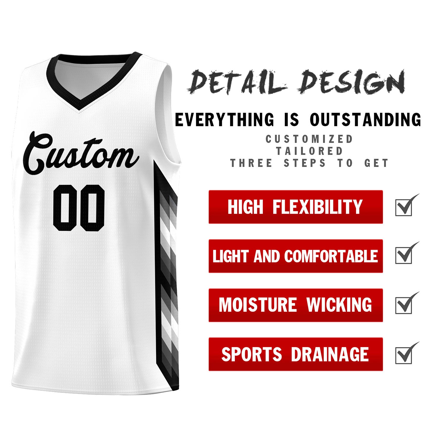 Custom White Mosaic Gradient Fashion Sports Uniform Basketball Jersey