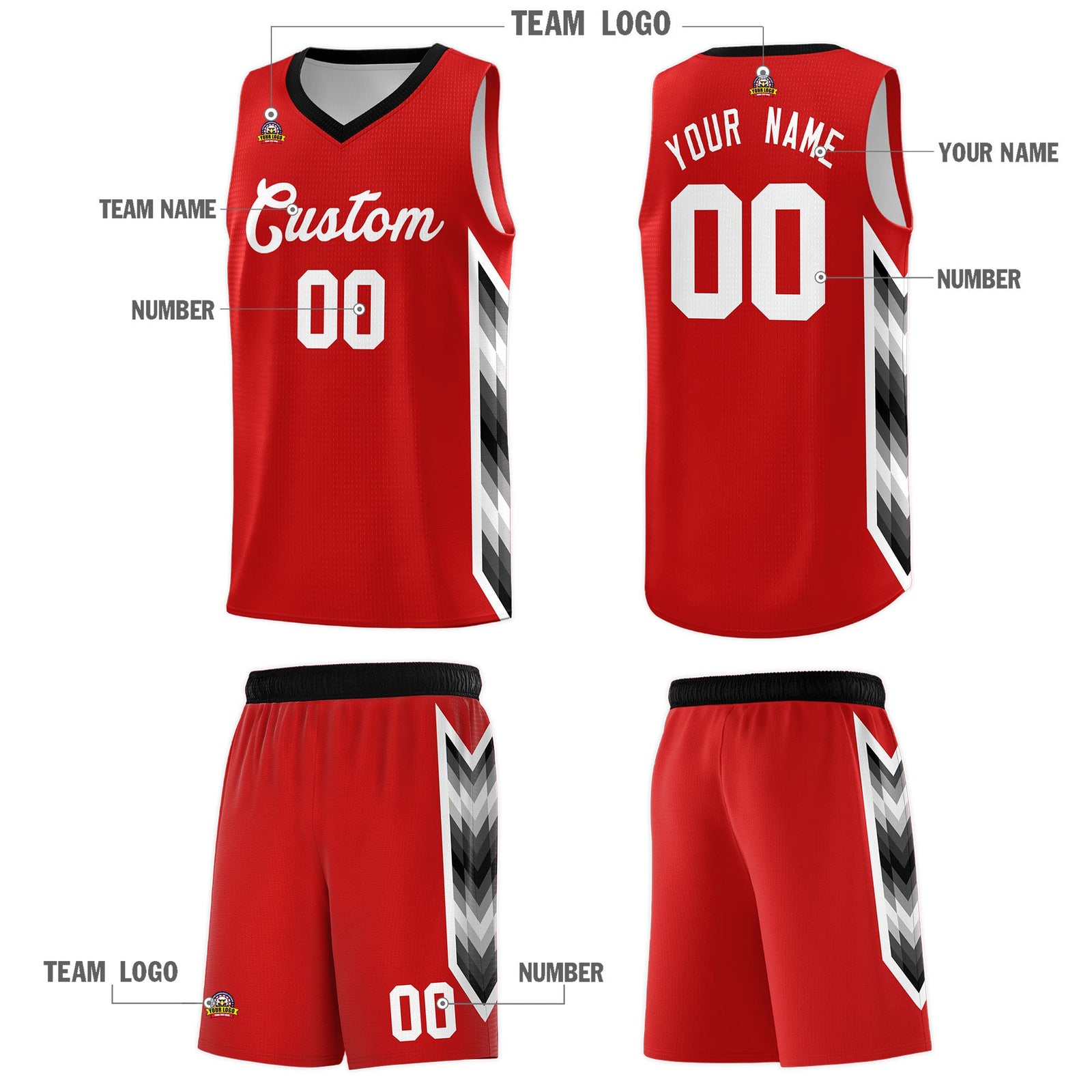 Custom Red Mosaic Gradient Fashion Sports Uniform Basketball Jersey