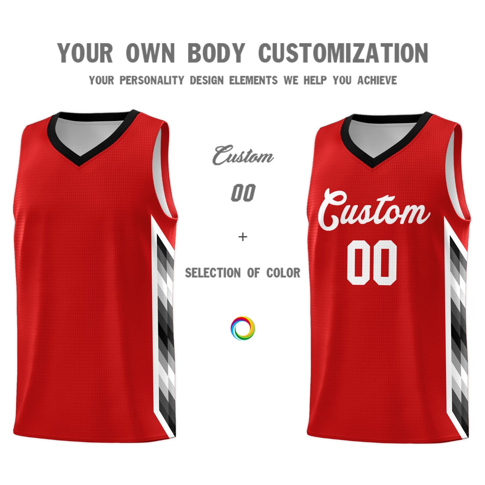 Custom Red Mosaic Gradient Fashion Sports Uniform Basketball Jersey