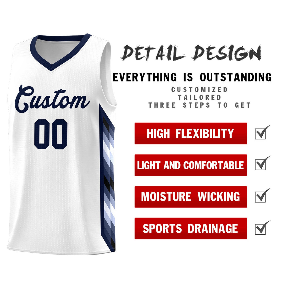 Custom White Mosaic Gradient Fashion Sports Uniform Basketball Jersey