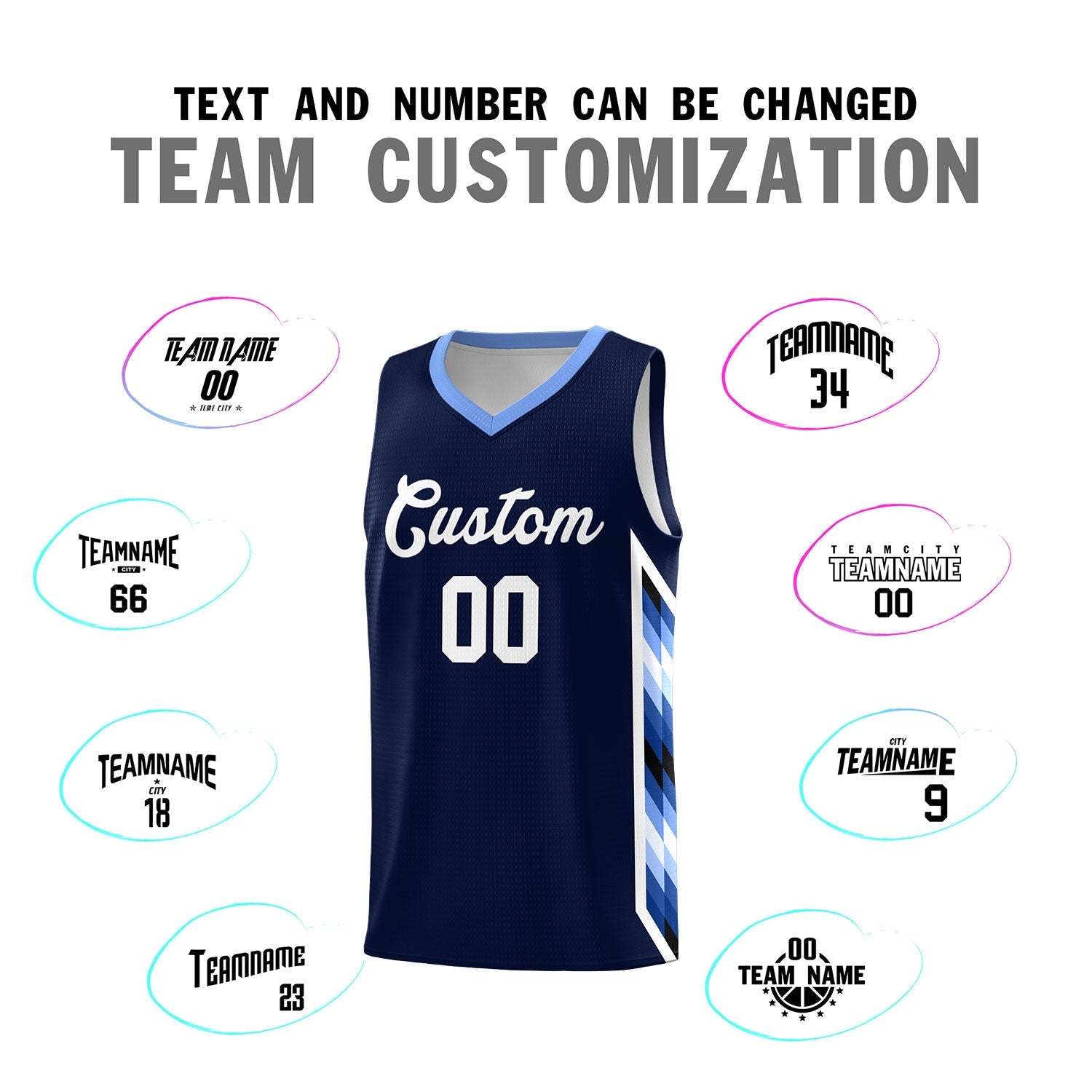 Custom Navy Mosaic Gradient Fashion Sports Uniform Basketball Jersey