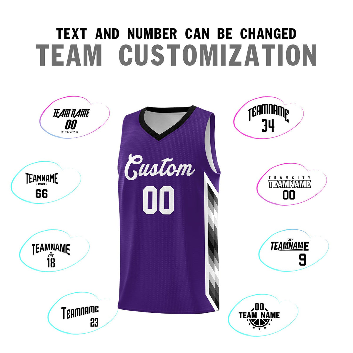 Custom Purple Mosaic Gradient Fashion Sports Uniform Basketball Jersey