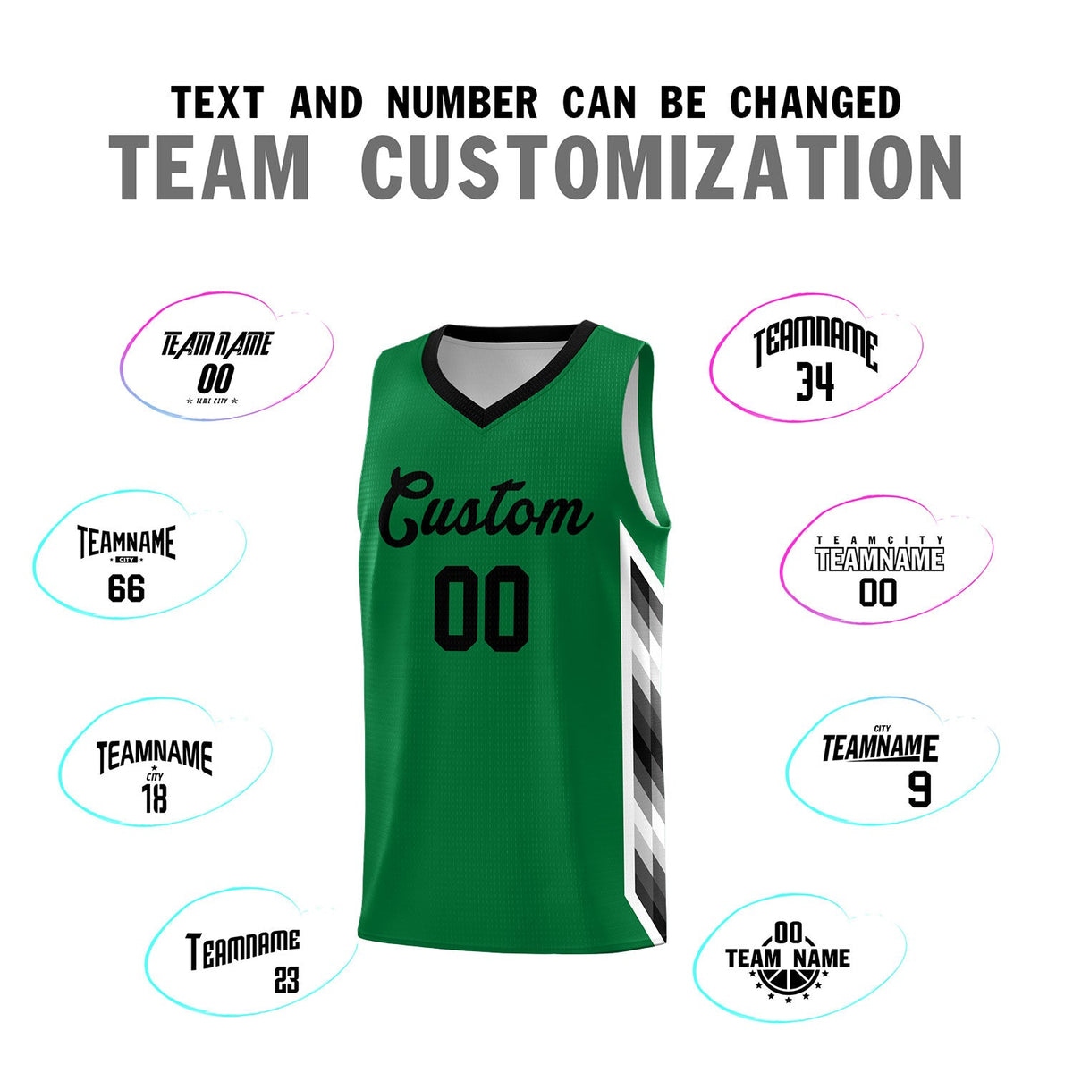 Custom Kelly Green Mosaic Gradient Fashion Sports Uniform Basketball Jersey