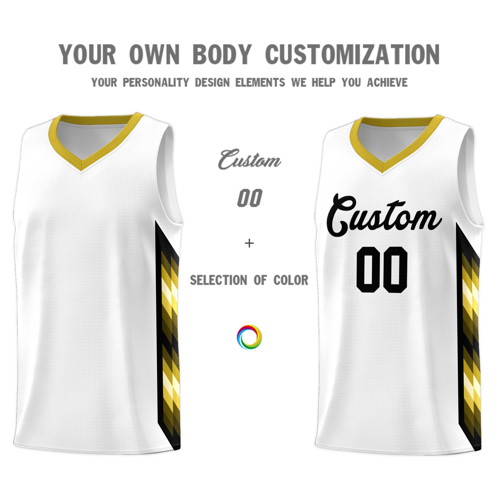 Custom White Mosaic Gradient Fashion Sports Uniform Basketball Jersey
