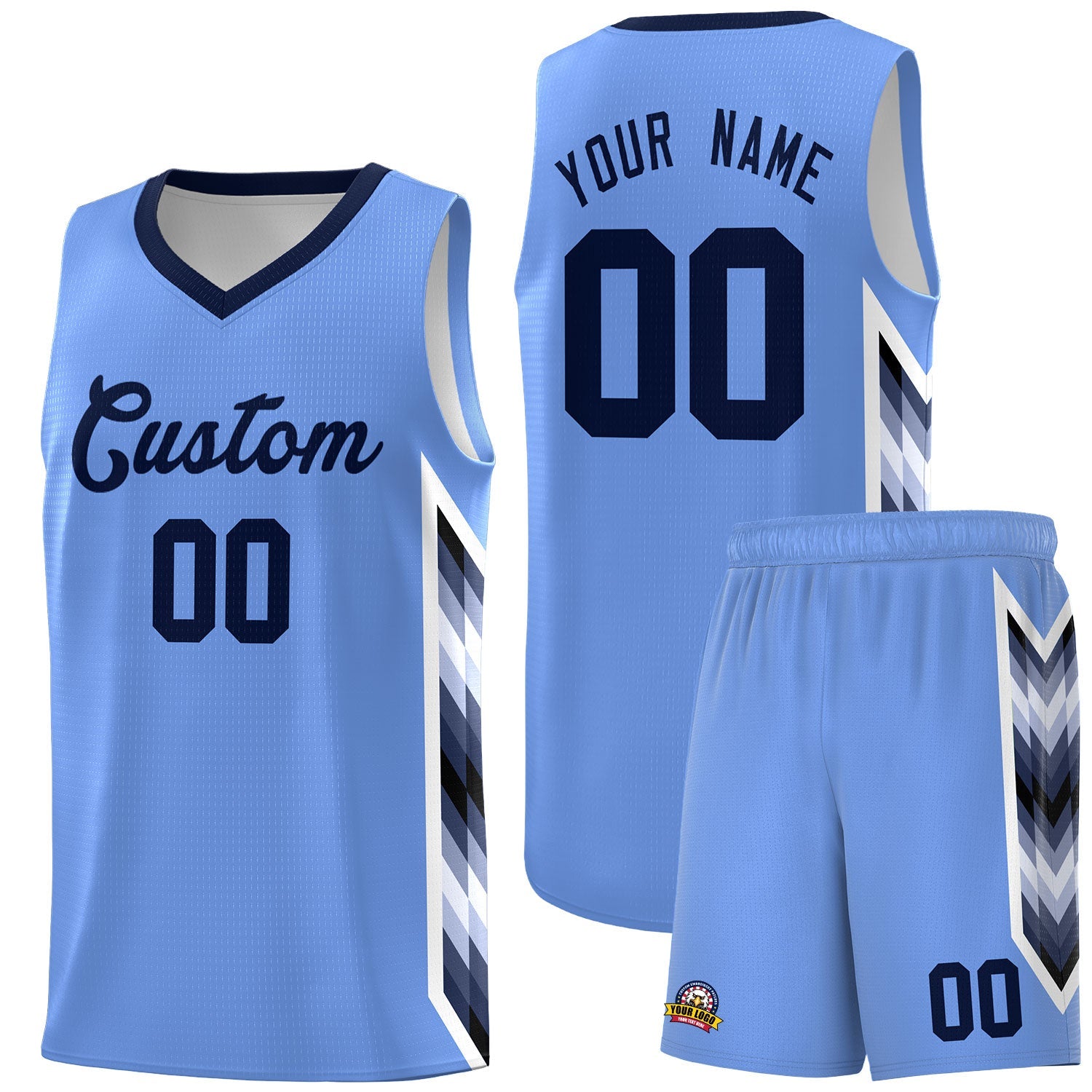 Custom Light Blue Mosaic Gradient Fashion Sports Uniform Basketball Jersey