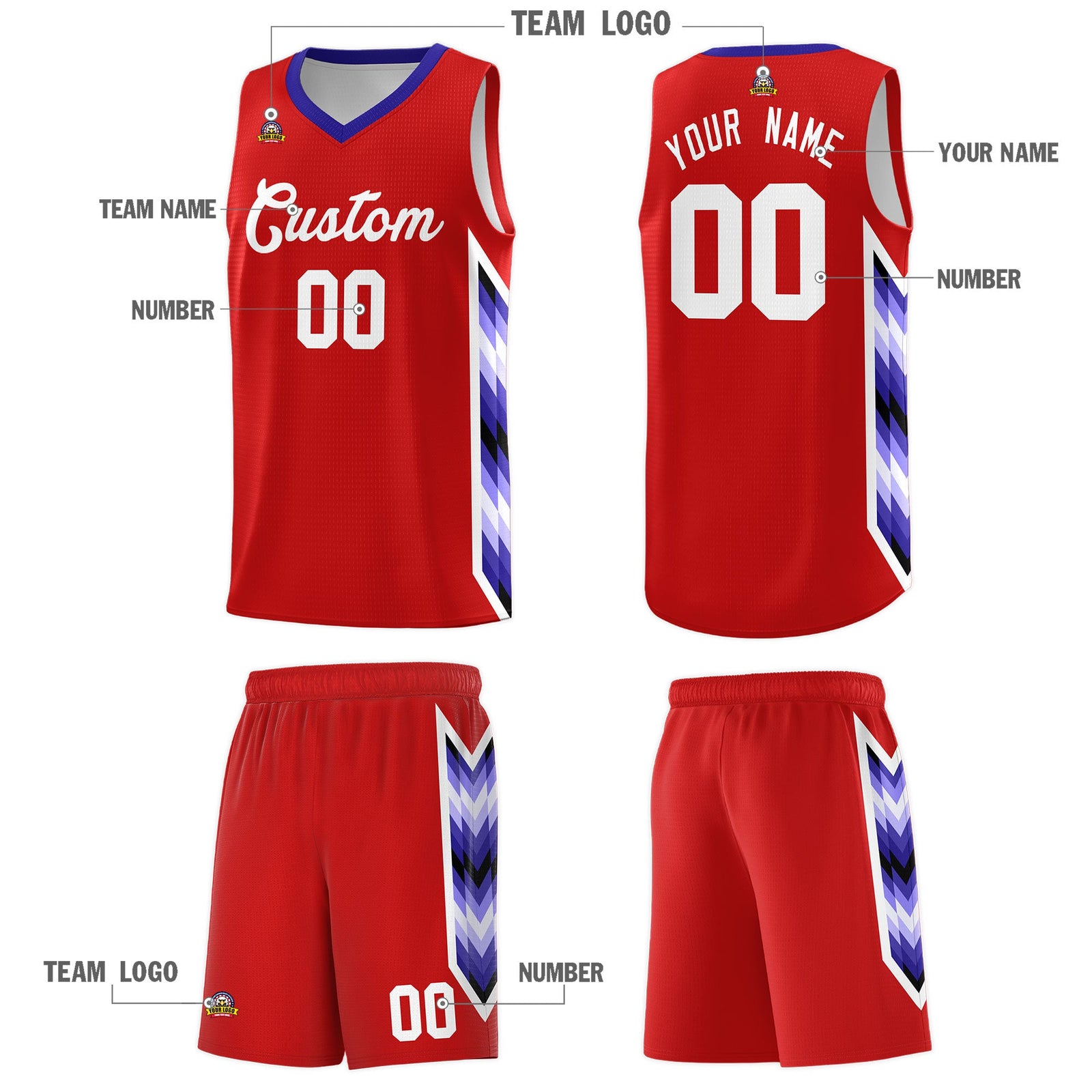 Custom Red Mosaic Gradient Fashion Sports Uniform Basketball Jersey
