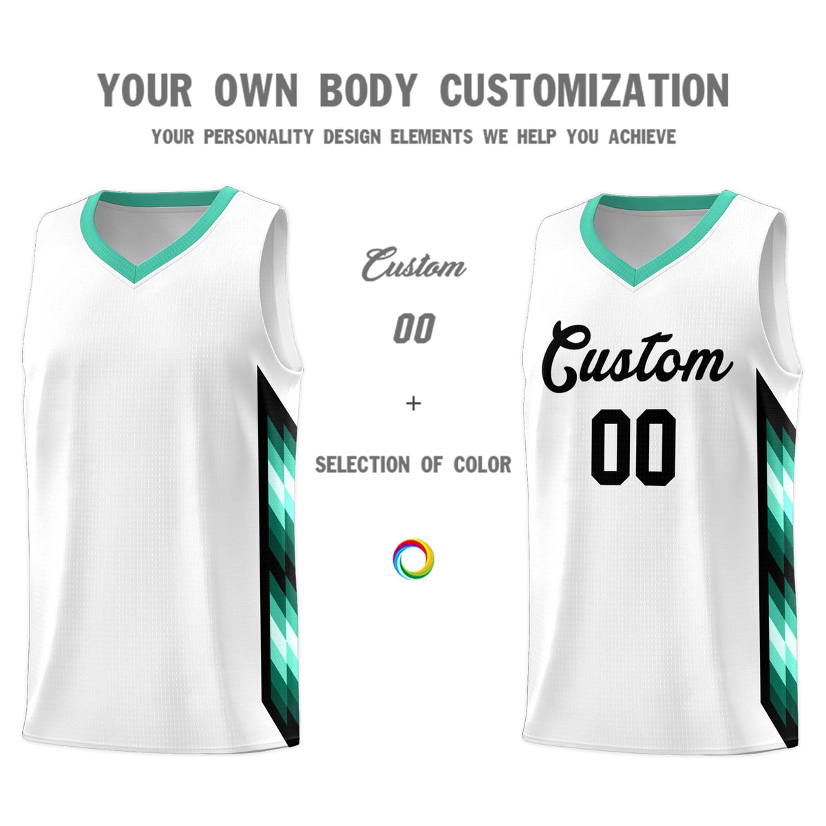 Custom White Mosaic Gradient Fashion Sports Uniform Basketball Jersey
