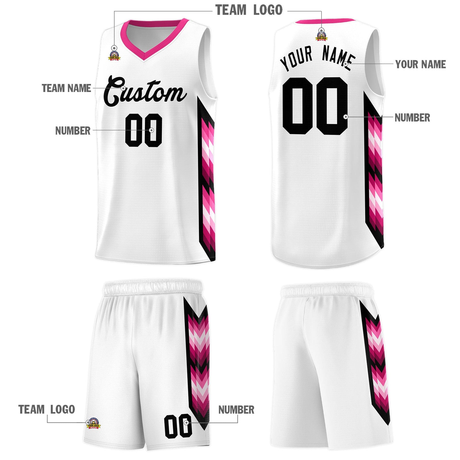 Custom White Mosaic Gradient Fashion Sports Uniform Basketball Jersey