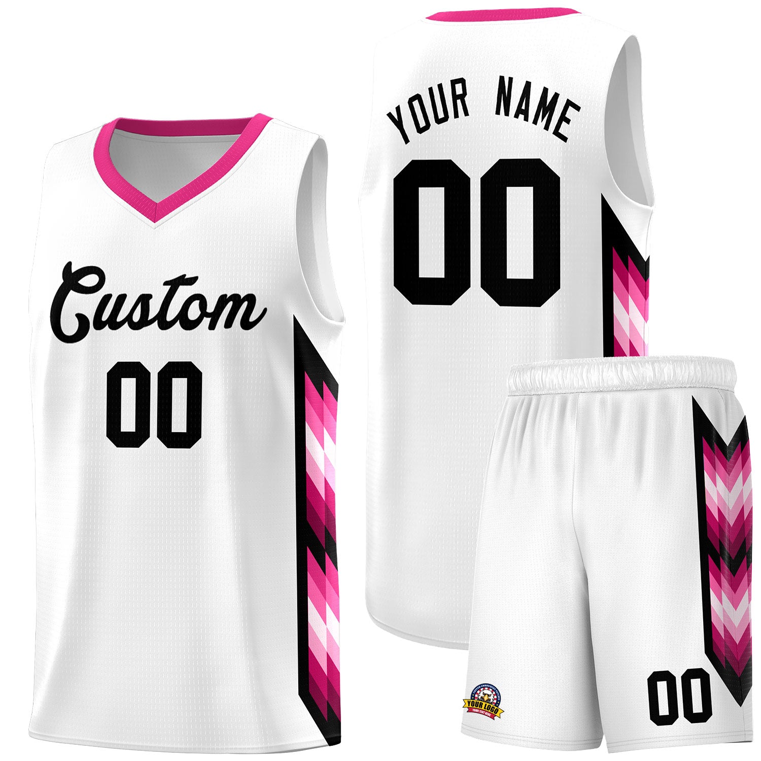 Custom White Mosaic Gradient Fashion Sports Uniform Basketball Jersey