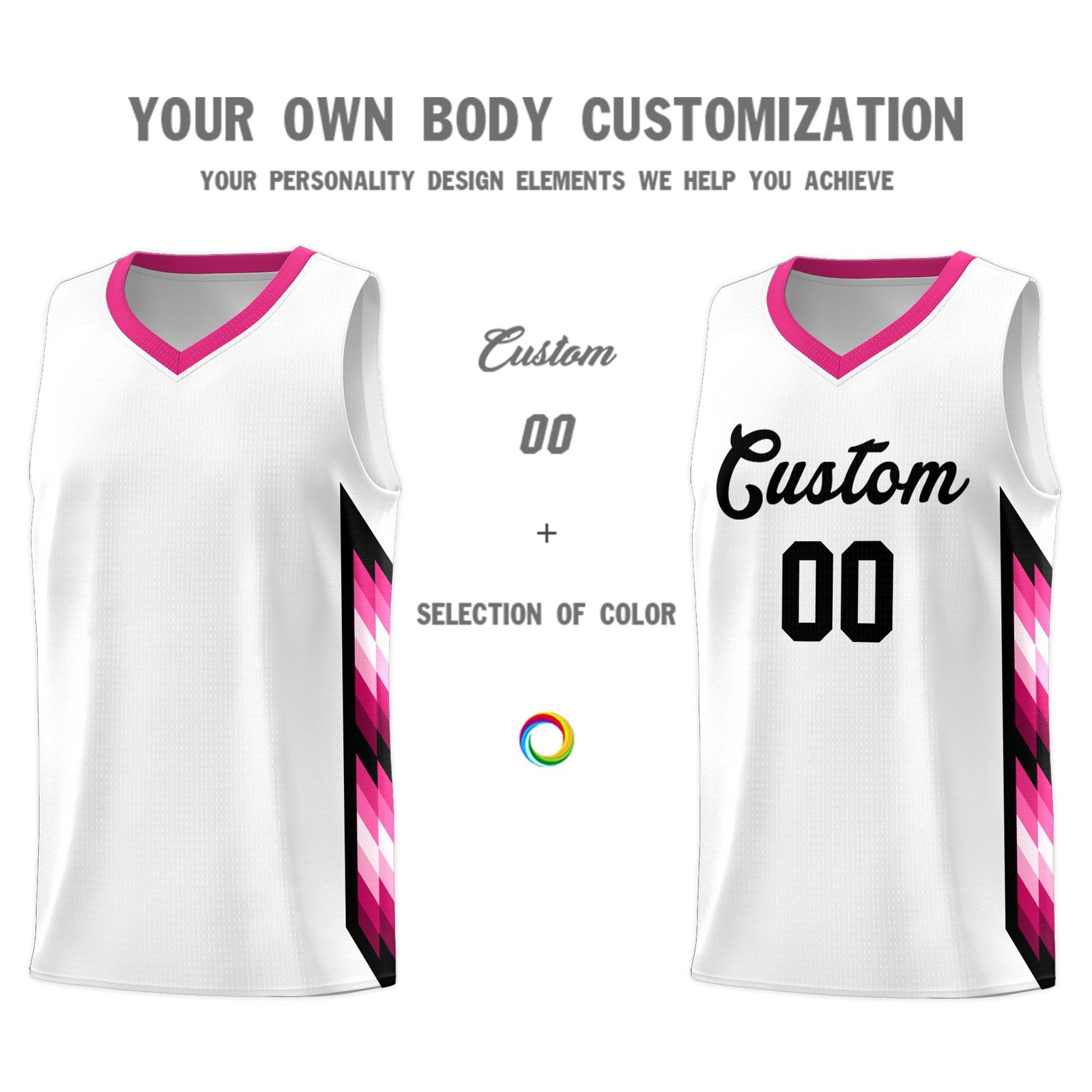 Custom White Mosaic Gradient Fashion Sports Uniform Basketball Jersey