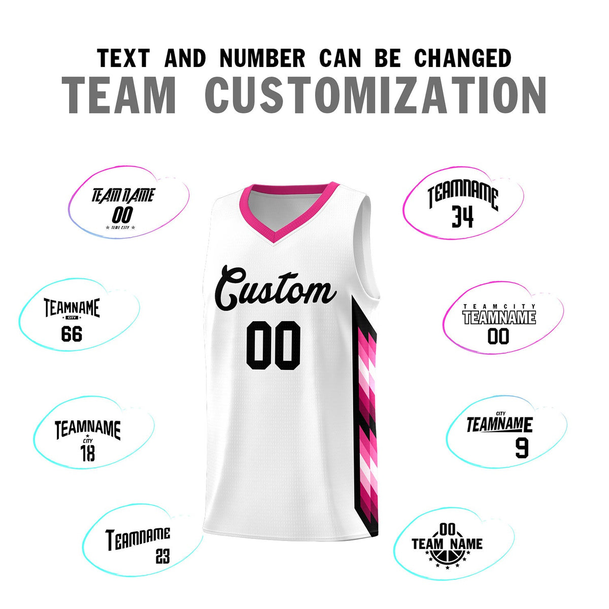 Custom White Mosaic Gradient Fashion Sports Uniform Basketball Jersey